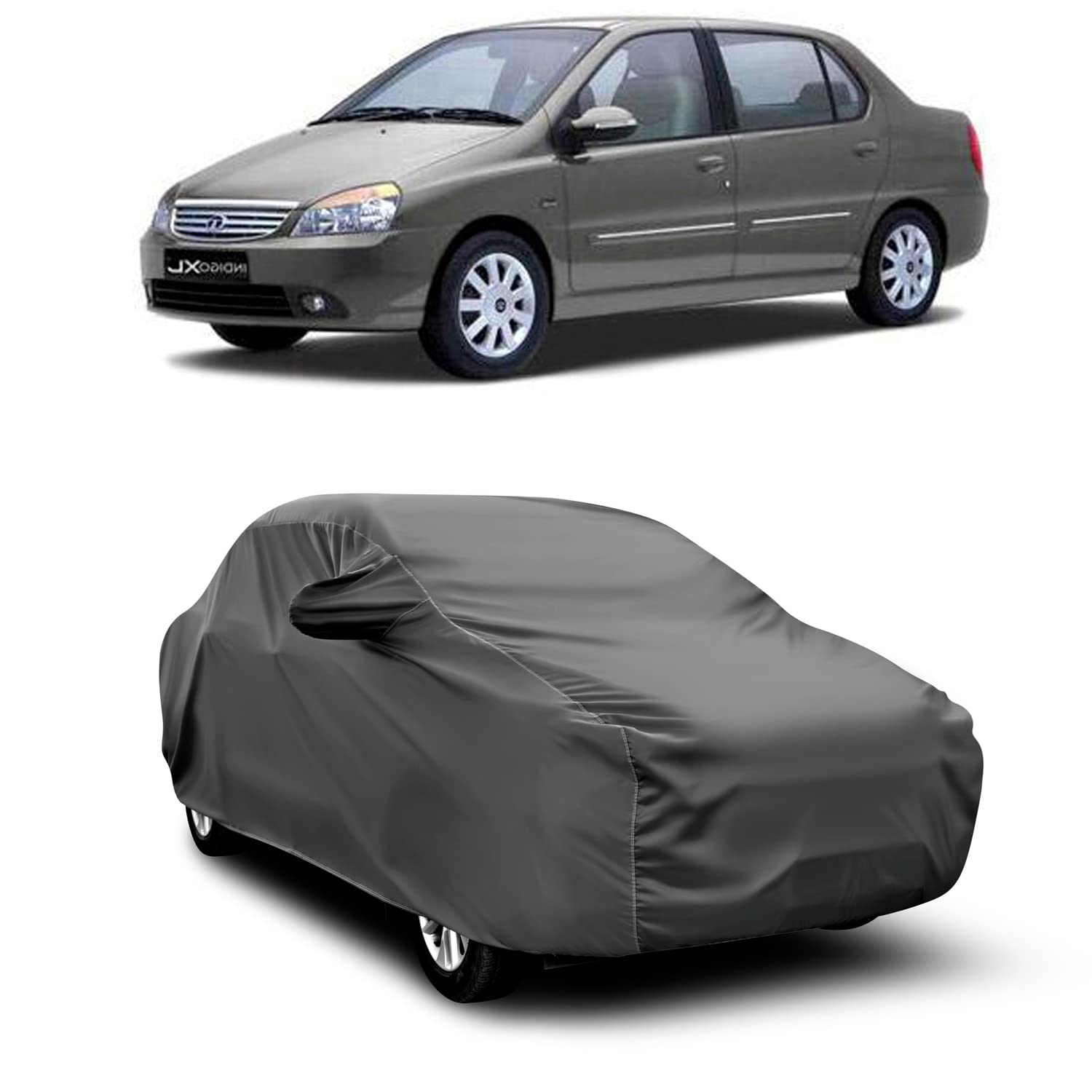 AOSIS® 100% Waterproof Car Body Cover Compatible with Tata Indigo XL with Mirror Pocket | 3 Layered Thick Fabric | 100% Rain Proof | Weather Proof | Dust Proof (Grey)-image-48