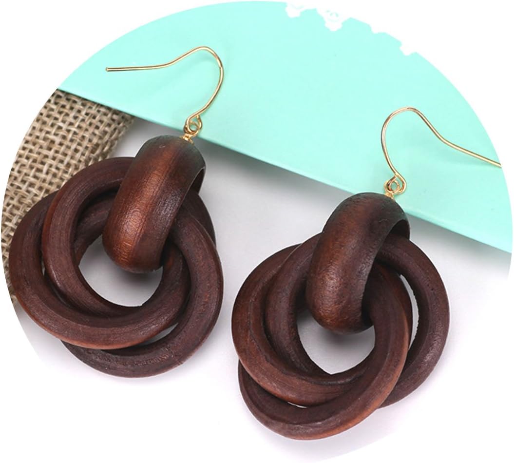Wooden Earrings for Women Big Statement Circle Beautiful Hoop Earrings - Image 3