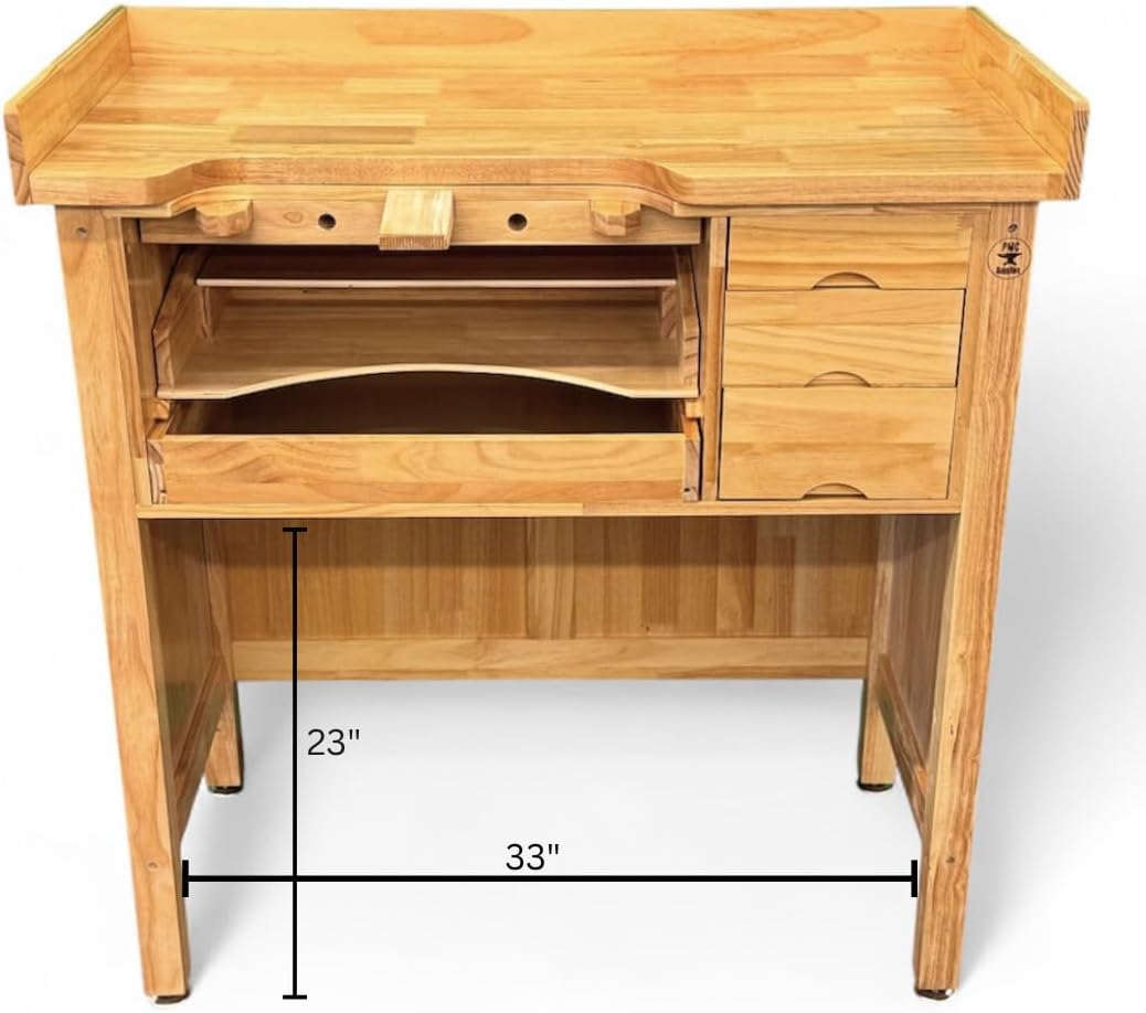 Deluxe Solid Wooden Jewelers Bench Workbench Station with Utility Storage Drawers for Jewelry Making Bench