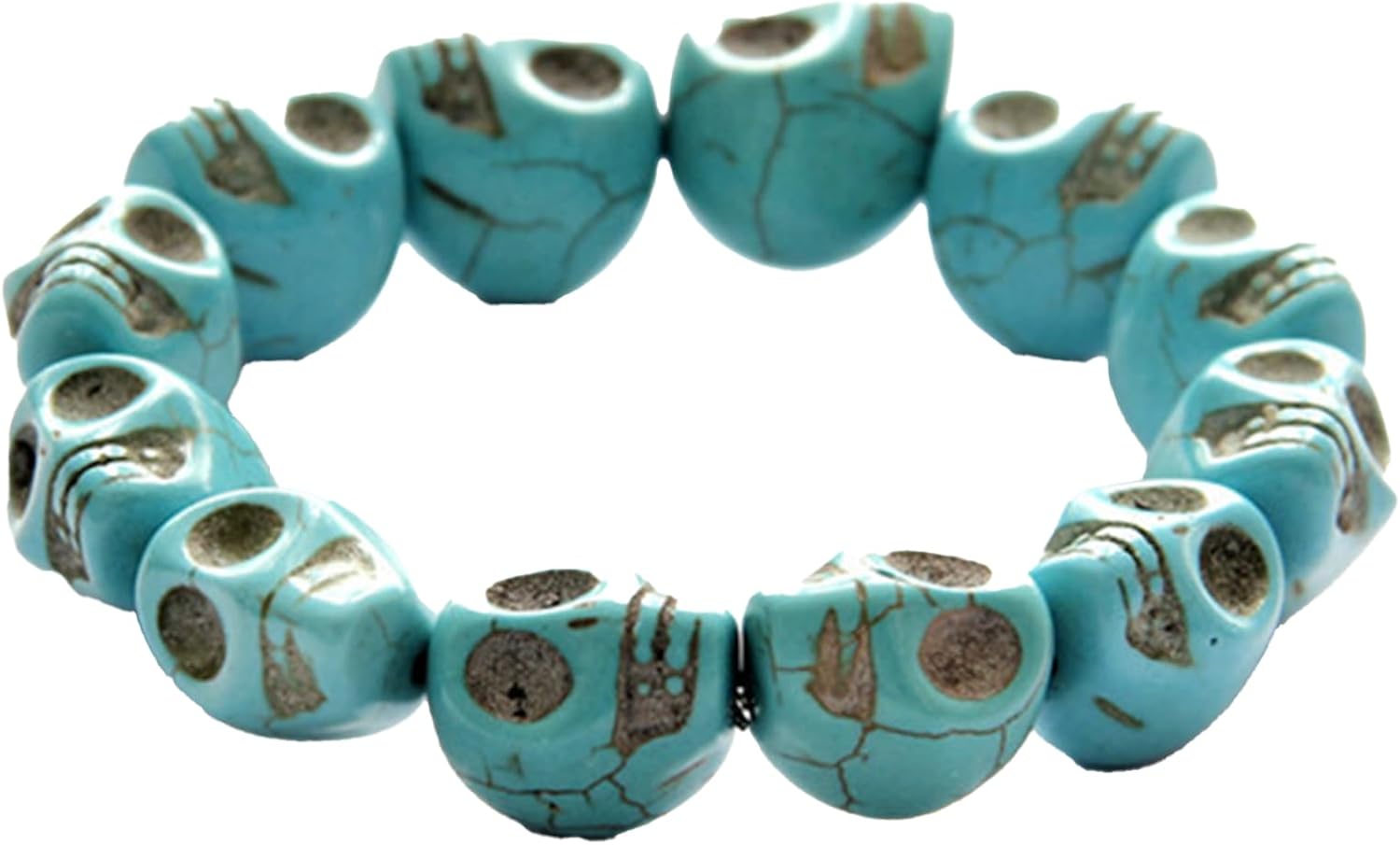 Punk Skull Bead Skeleton Bracelets Gothic Charm Head Bone Stone Seed Elastic Bracelets Tibetan Prayer for Men Women Hip Hop Jewelry