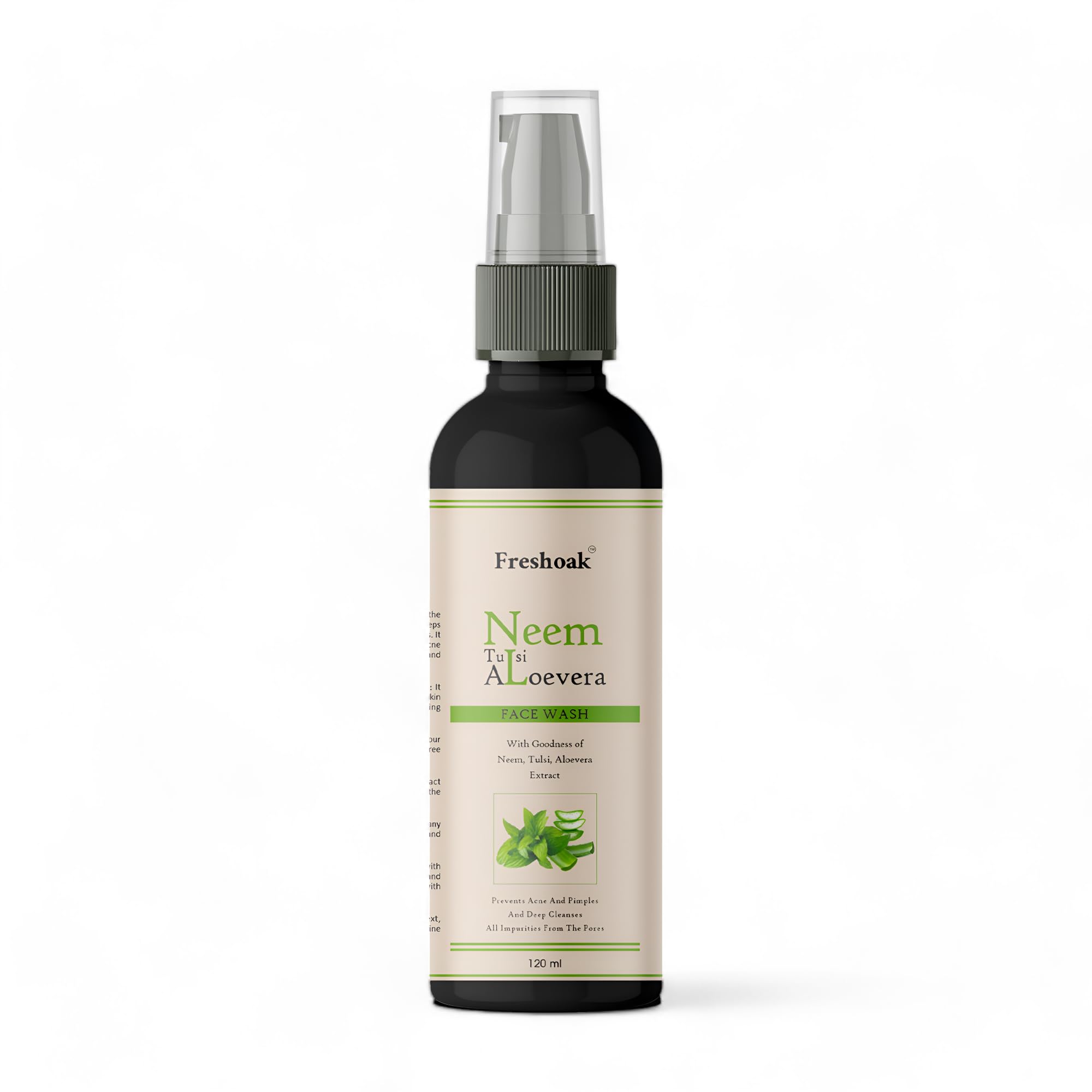 Freshoak Aloevera Face Wash | With Neem & Tulsi Extract | For Acne & Pimples Solution | For All Skin Types | 120ml