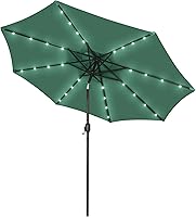 Vista 17 de Blissun Sombrilla solar de 9 pies, sombrilla de patio con 32 luces LED, sombrilla de mercado de mesa, sombrilla al aire libre para jardín, terraza