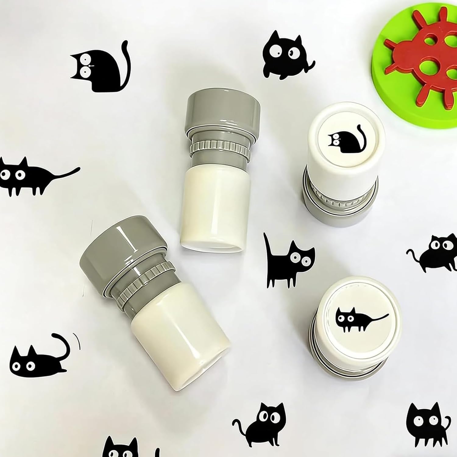 Cat Pattern Stamp, Cat Stamps Self Inking, Mini Kitten Stamp Set for Journals, Scrapbook, Cards & Teacher Rewards, Black Cats Decorative Stamps (1 Set)