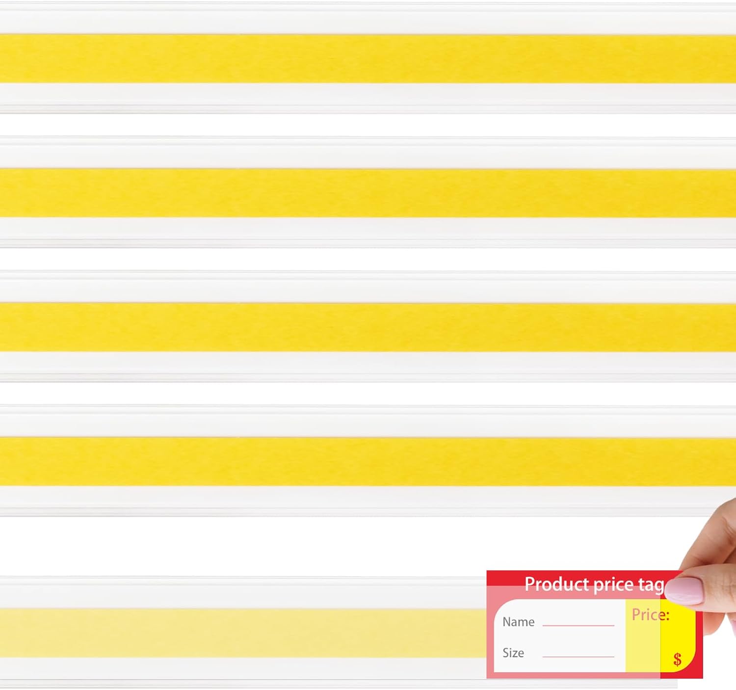 110 Pcs 47.8 x 1.37 Inch Shelf Label Strips Clear PVC Ticket Channel Back Adhesive for Stick on Price Data Tag Holder for Convenience Supermarkets Shops