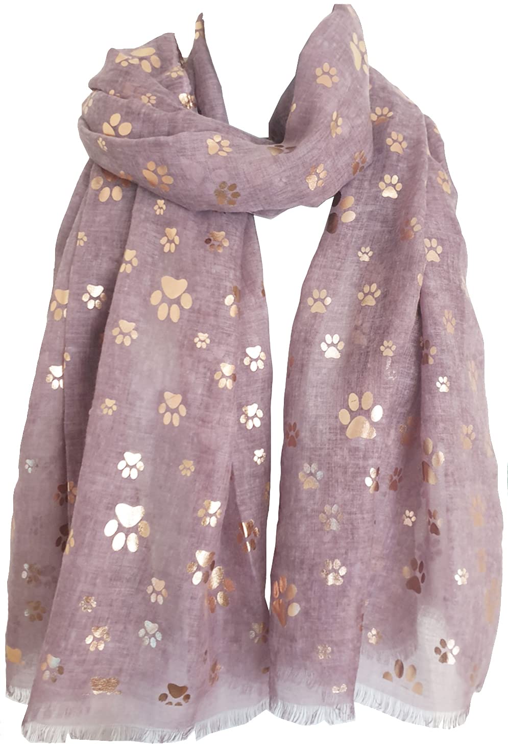 Glamlondon Women's Pink Paw Print Scarf Metallic Foil Animal Cats Dogs Paws Glitter Wraps Shawl Scarves (Pink)