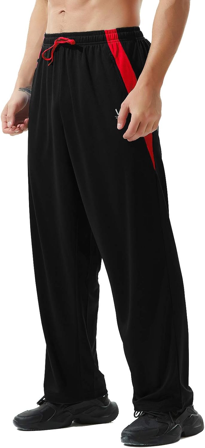 Men’s Athletic Pants with Zipper Pockets Open Bottom Lightweight Sweatpants, for Workout, Running, Gym, Training - Image 3