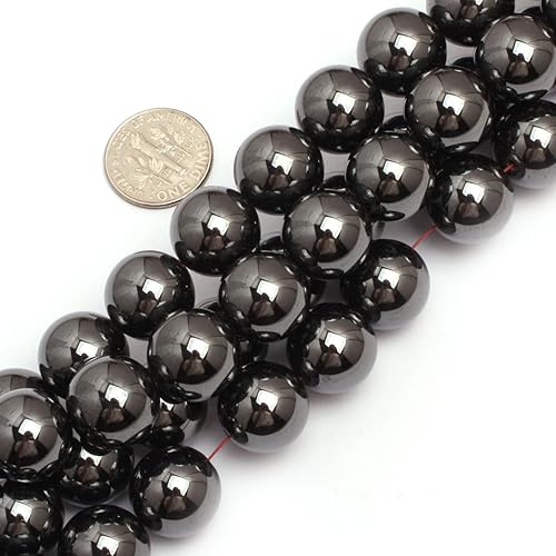 Miniatura 46 de JOE FOREMAN Cuentas sueltas semipreciosas redondas de hemaita negra natural de 0.079 pulgadas para hacer joyas, 15 pulgadas, hilo de cuentas hecho a