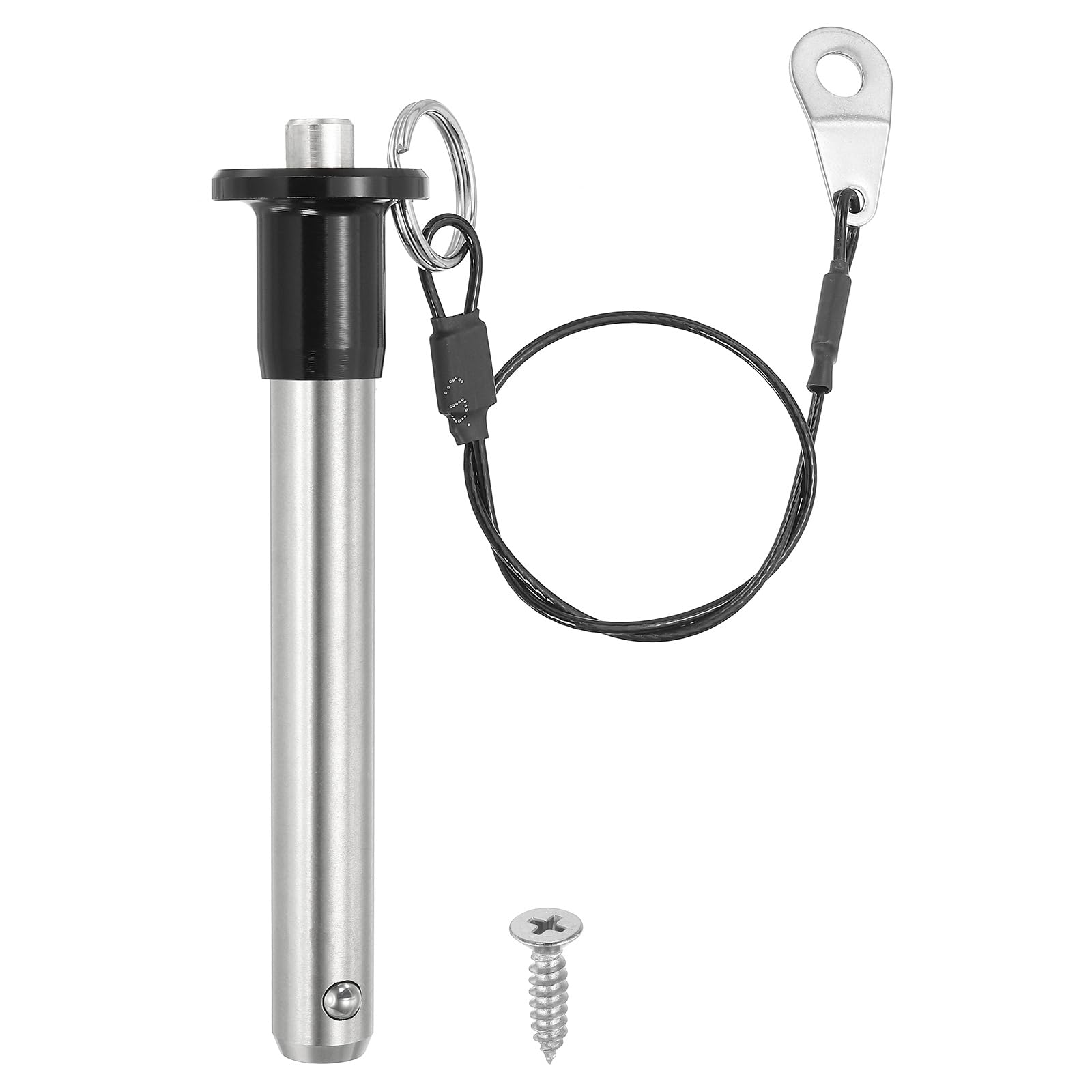 PATIKIL 1/2"(12mm) Diameter 304 Stainless Steel Quick Release Pin, Usable Length 2.8"(70mm) Push-Button Ball Locking Pin with 25cm Lanyard Cable M5 Screw, Silver โ image 1