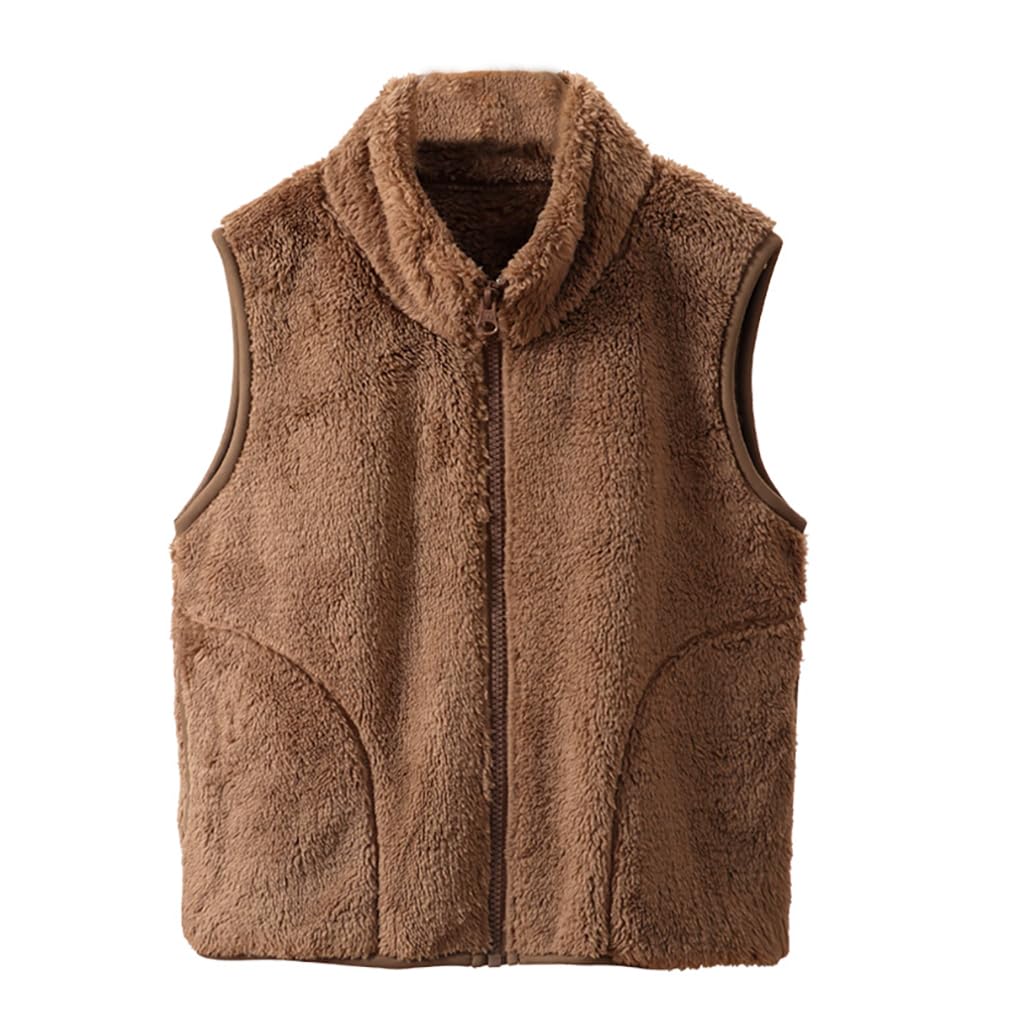 Girls Boys Zippered Vest Warm Soft Fleece Outerwear Jacket with Pockets 3-12 Years