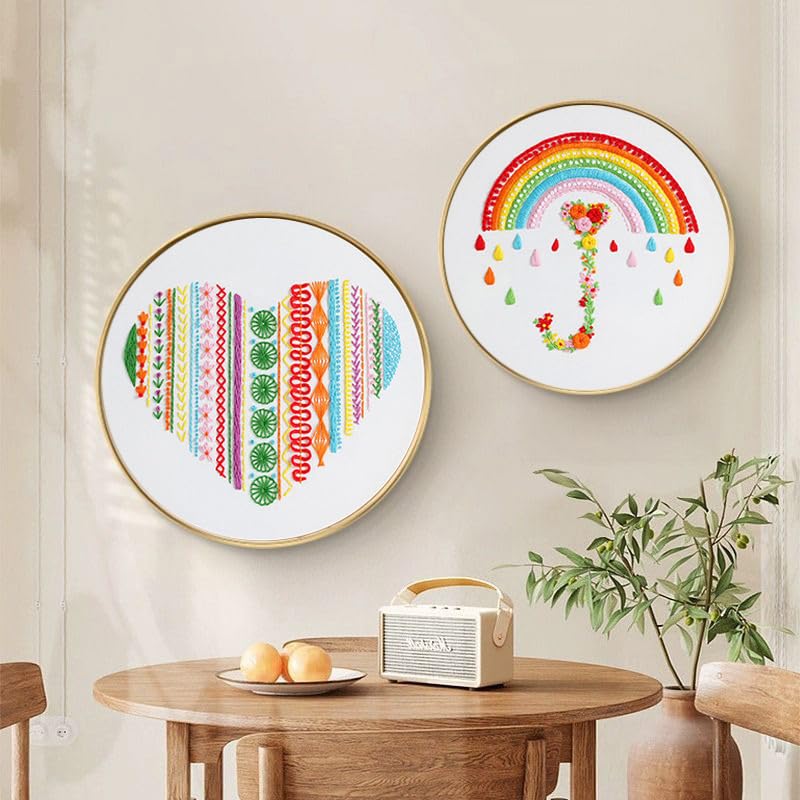 Image of Konrisa Easy Embroidery Kit for Beginners Stamped Embroidery Starter Kit DIY Sewing Needlepoint Cross Stitch for Adults, Stitch Practice Kit 3 Embroidery Fabric Pattern