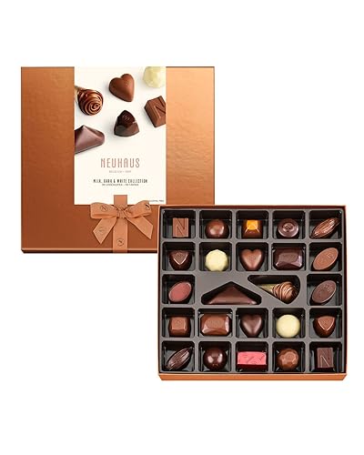 Neuhaus Colección Classic Discovery de chocolate belga – 24 piezas atemporales Neuhaus surtidas de leche, bombones de chocolate blanco y negro –