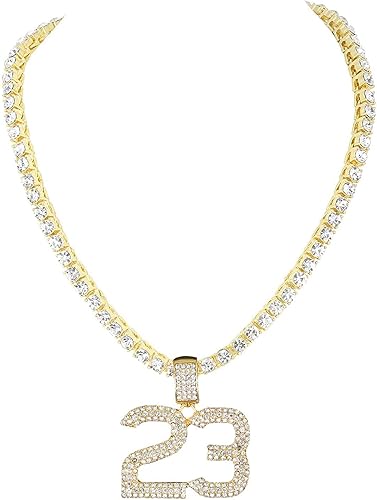 Iced Out Cross, Bull, bolsa de dinero, 23 y más colgantes en cadena de tenis para hombres o mujeres Bling'ed Out Hip Hop Jewelry on Blast! Oro o