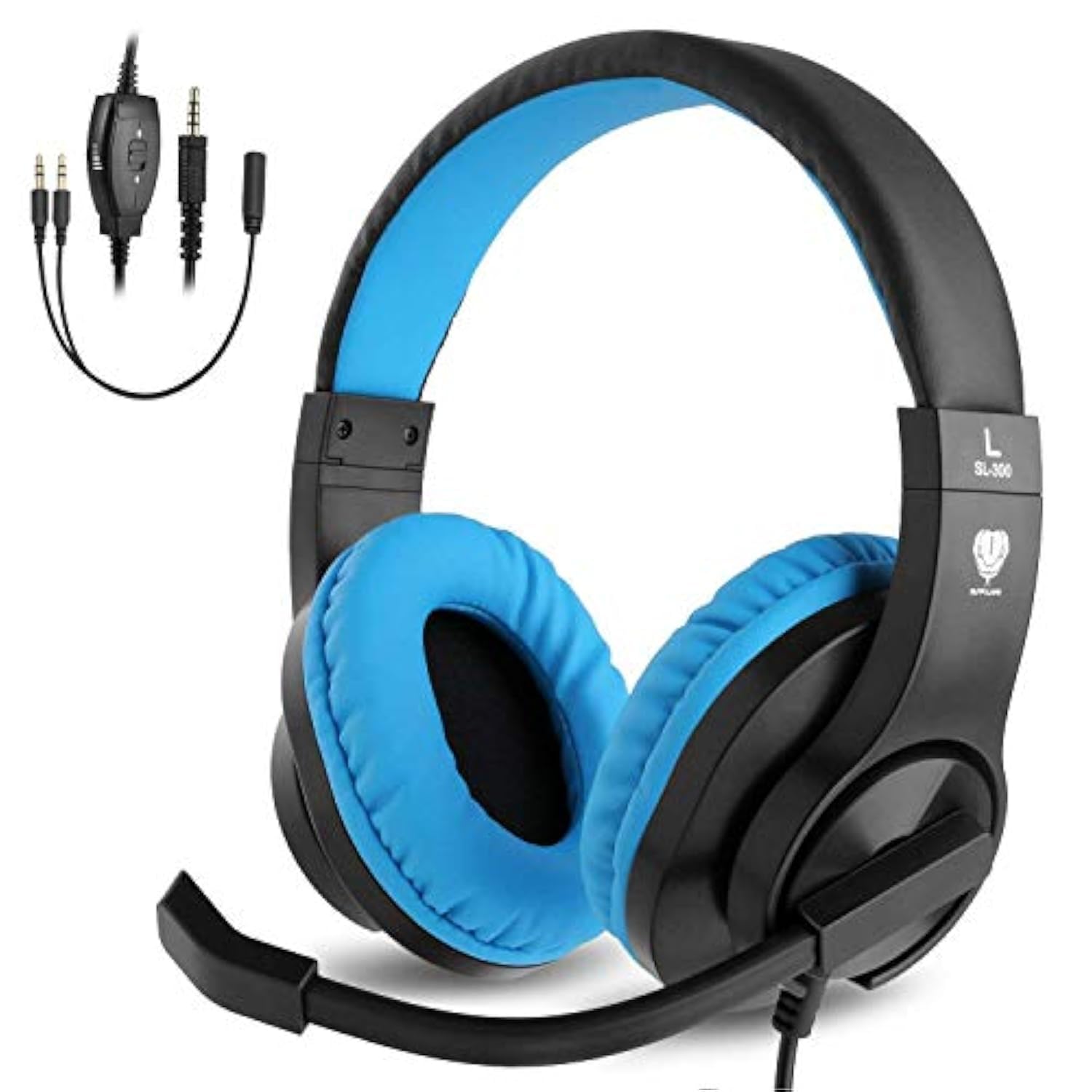PC Kids Gaming Headset with Microphone Wired Xbox Headset with mic PS4 Gaming Headphones with Microphone Gamer PS4 Headset with Mic Stereo Sound & Noise Cancelling for Switch Computer(Blue)