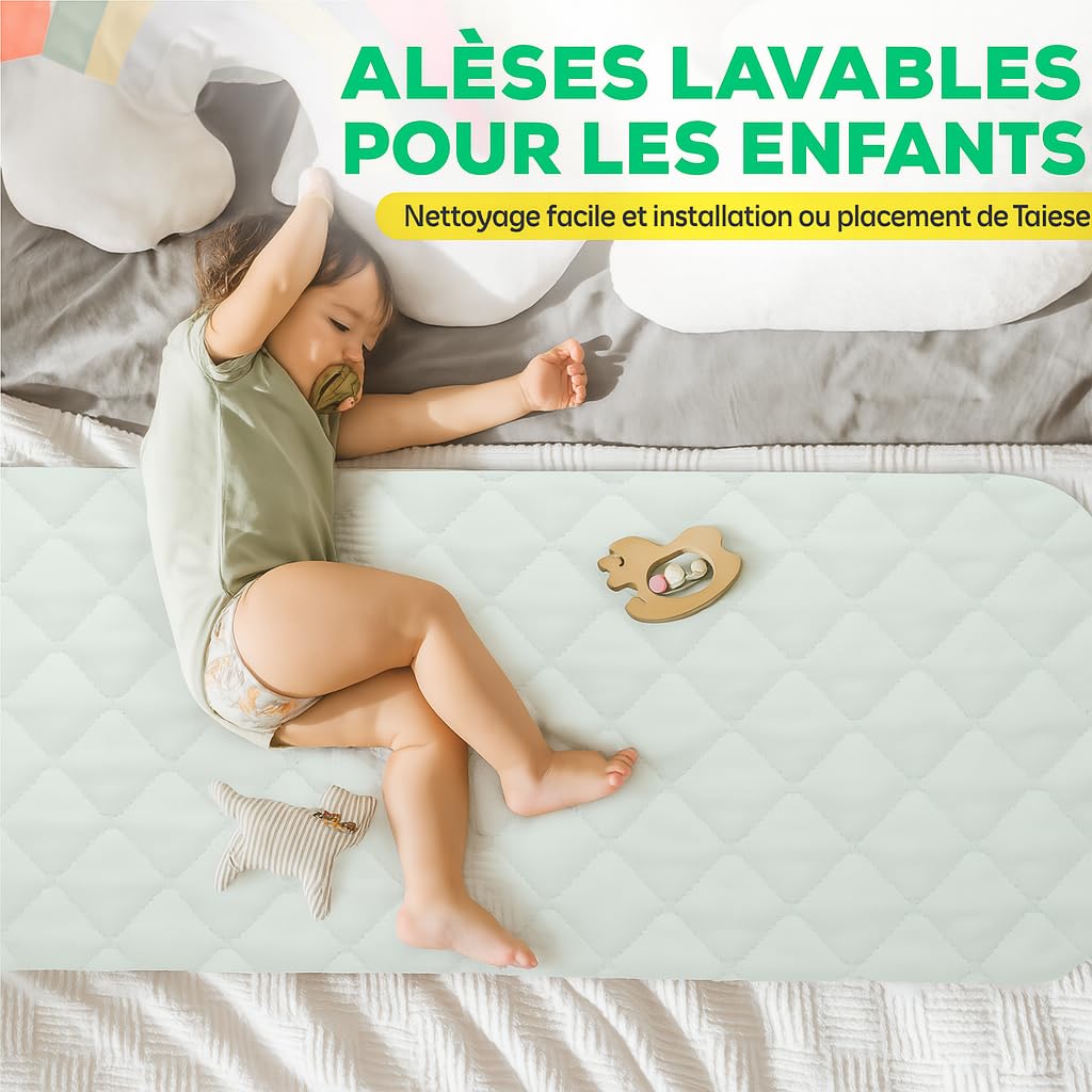 Lot de 2 alèses lavables et imperméables | Surmatelas imperméable antidérapant, lavable en machine jusqu'à 300 fois, 132,1 x 86,4 cm