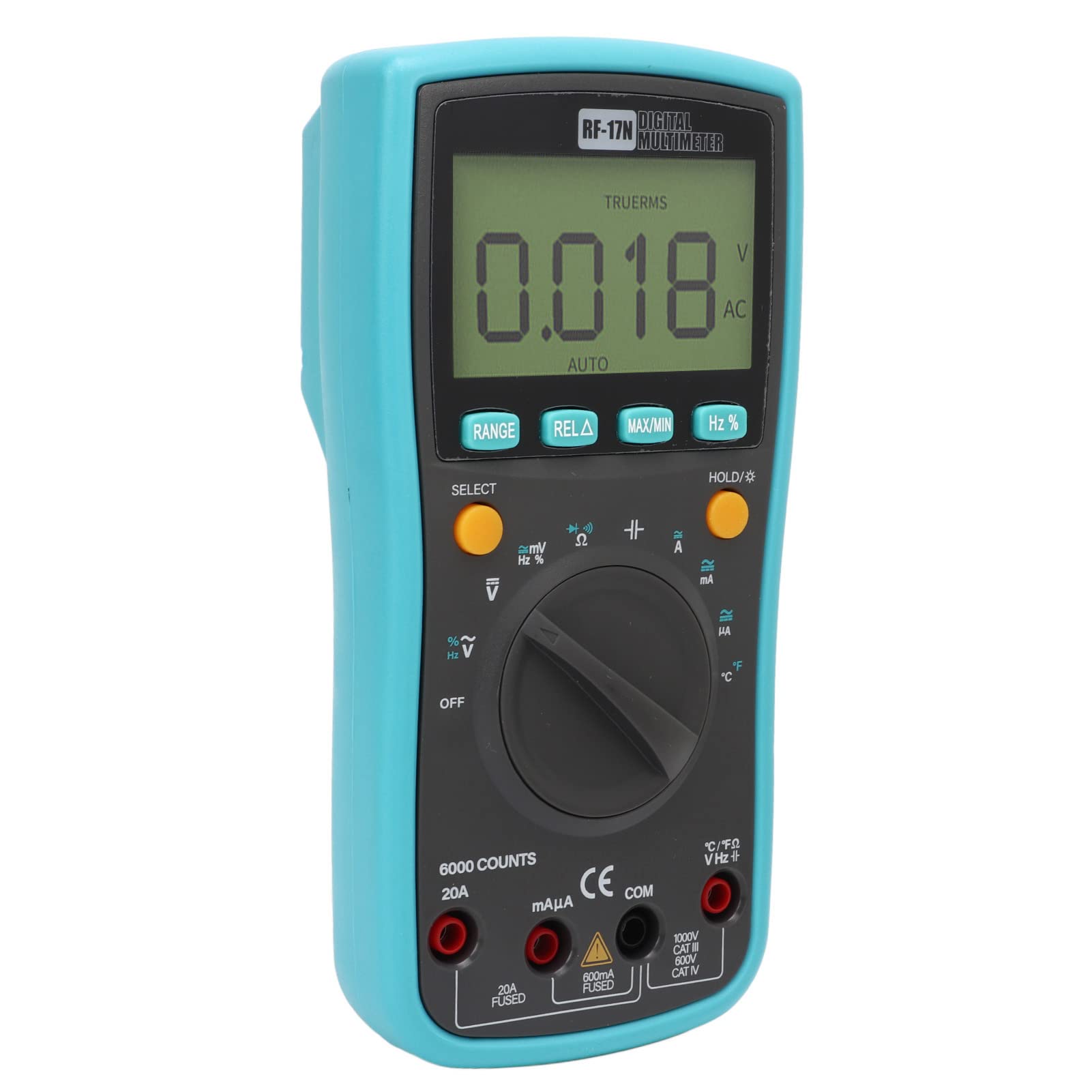 Hyuduo Multimetro Digitale, Frequenzimetro 6000 Conti con Sonda, Tester di Tensione DC 1000 V AC 750 V, Strumento di Misura 9,99 MHz per Elettricisti Uso Domestico in Officina