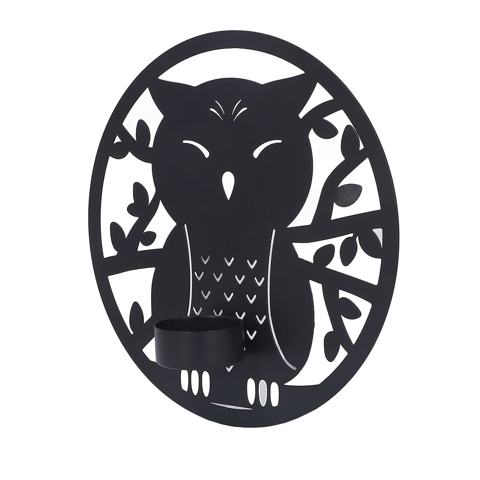 Metal Wall Candle Sconce Holder, Candle Holder Wall Mount Black Hanging Candleholder Modern Wall Candle Sconces Retro Wall Candle Holder Living Room Wall Decor (Laser Plate A)