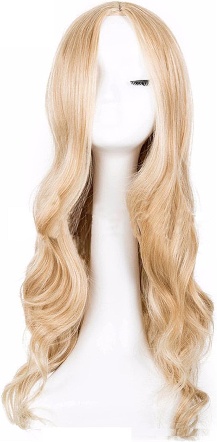 Long Blonde Wave Wigs for Women & Girls - 27'' Curly Wigs with Headband for Cosplay & Daily Use