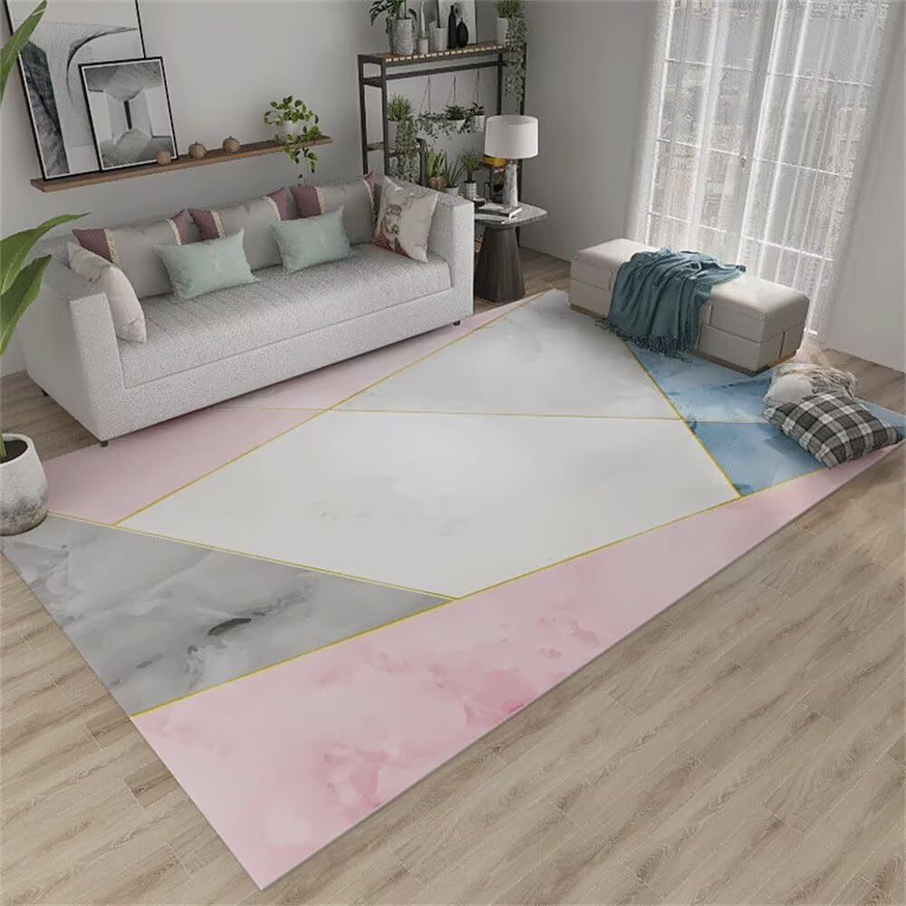 Tapis enfant pour chambre fille rose et bleu idéal sous le bureau ou le lit