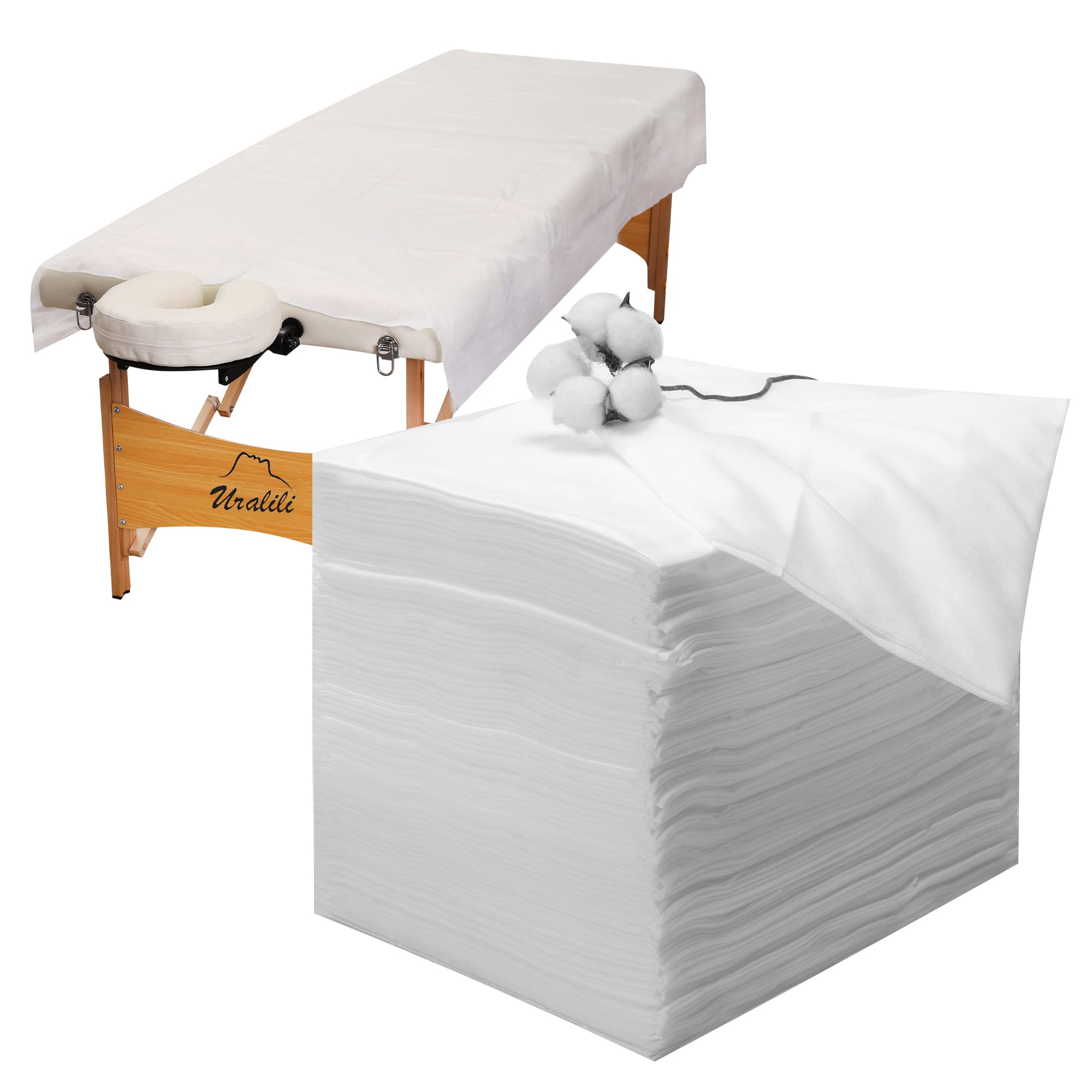 Photo 1 of 30 Pieces Luxury Comfort 31 x 70 Inches Cotton Extra Soft Disposable Bed Sheets Table Cover Mass Table Sheet Cotton Fabric for Spas, Beauty Salons, and Hotels (White) 30PCS