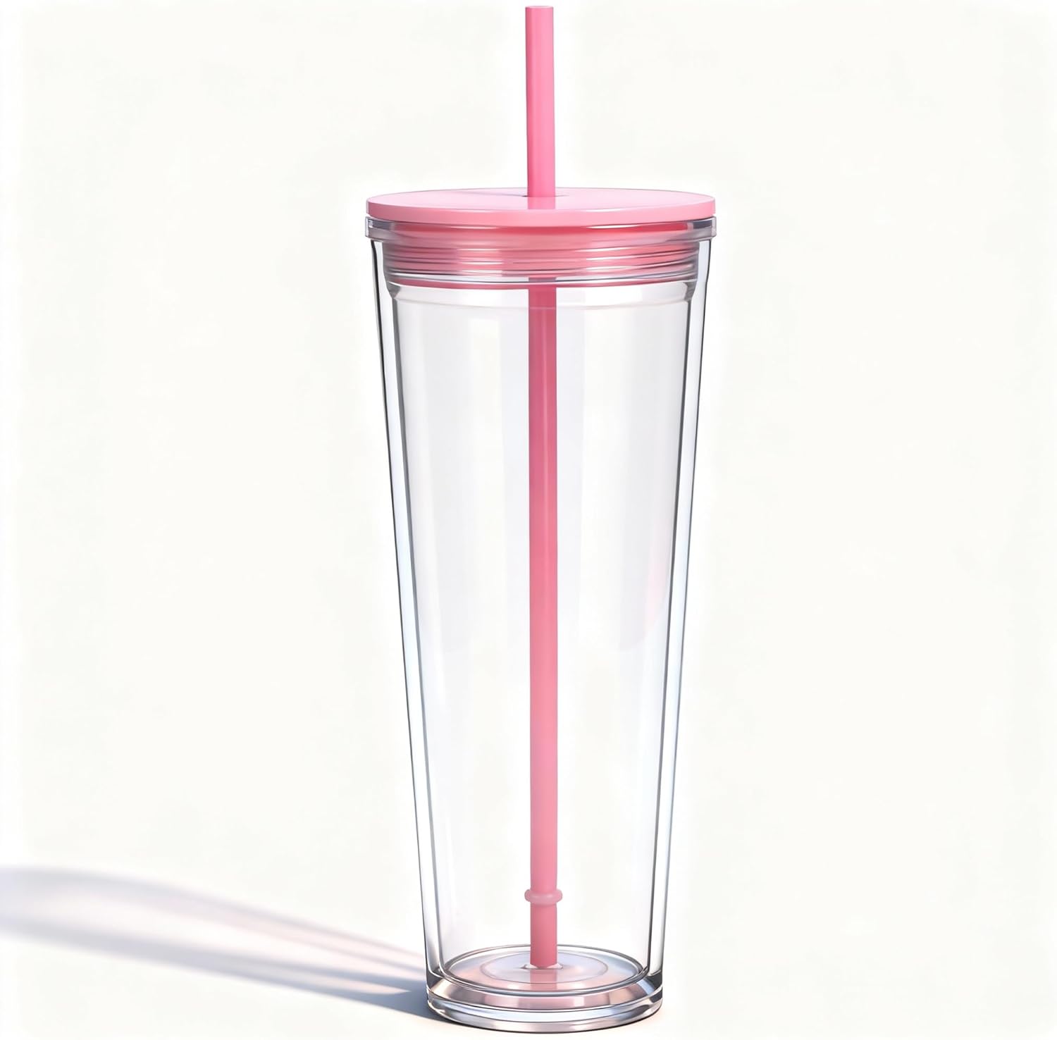 24oz Tumbler with Lid and Straw, Leak Proof and Double Wall Insulated Reusable Plastic Cups,Travel Reusable Iced Coffee Cup (1, Pink)