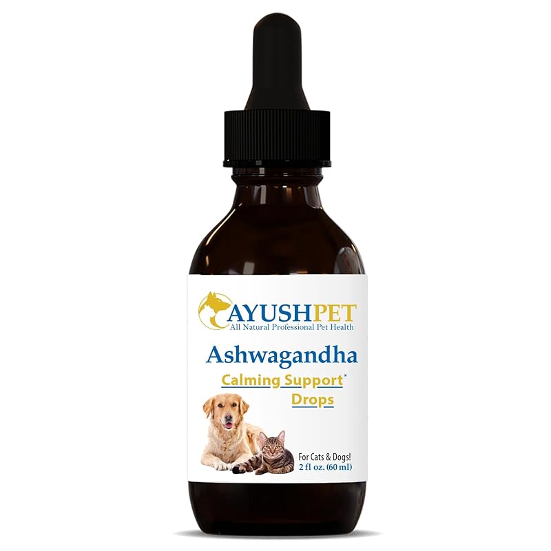 Suplemento Líquido de Ashwagandha para Cães e Gatos sem Álcool Ayush Herbs, 60 mL