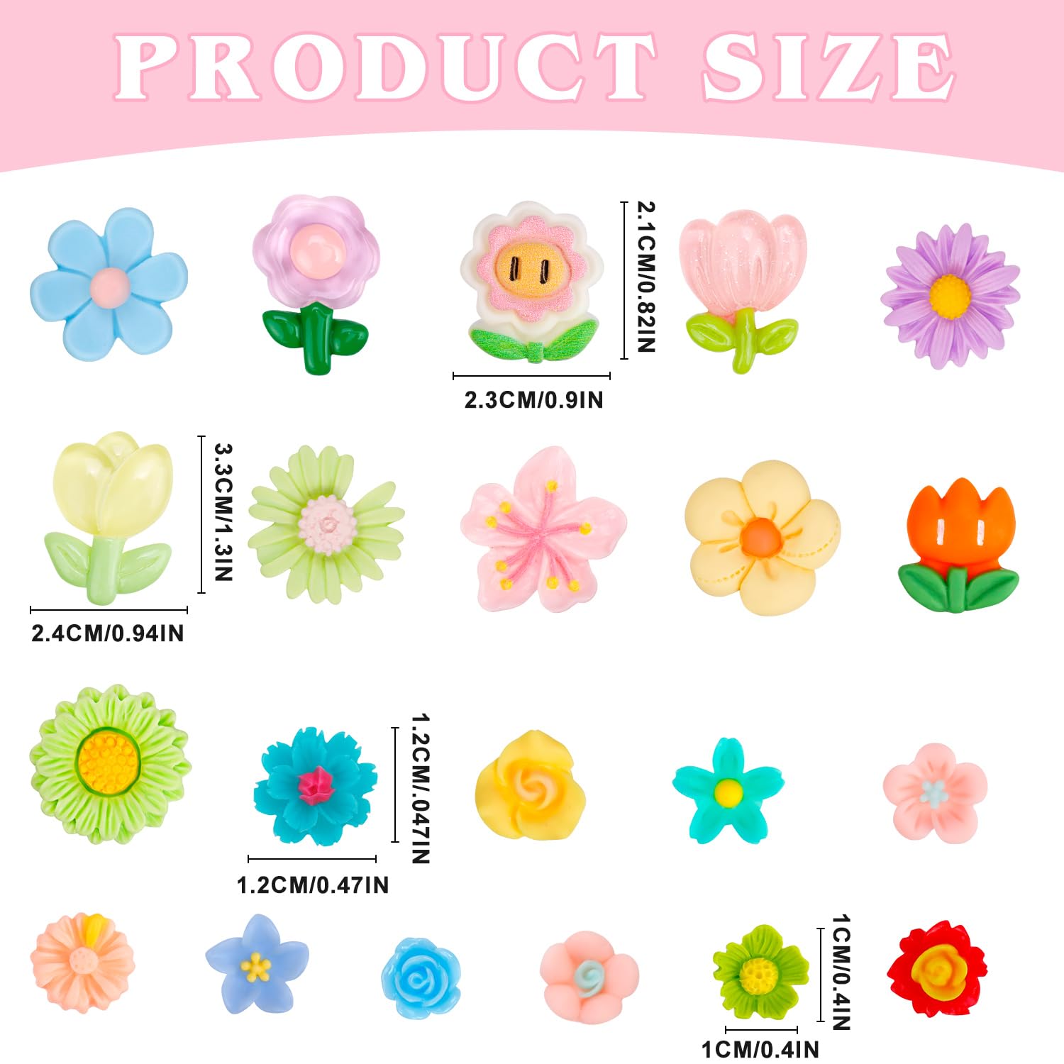 175Pcs Flatback Resin Flower Charms for Craft DIY Tiny Flower Cabochons Embellishment Mixed Colors Daisy for Jewelry Making Scrapbooking Resin Slime Charms Hair Clips Bracelets Phone Case Decor - Image 3