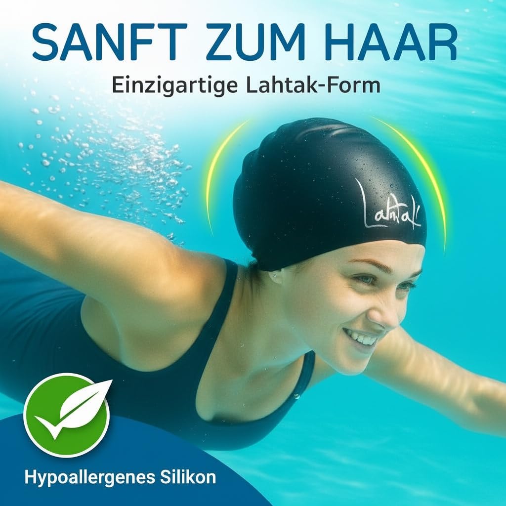 Extra große Badekappe für Lange Haare – Silikon Schwimmkappe mit Komfort-Sitz – Für Dreadlocks, Zöpfe & Afro – Wasserdicht & bequem – Damen & Herren Badehaube