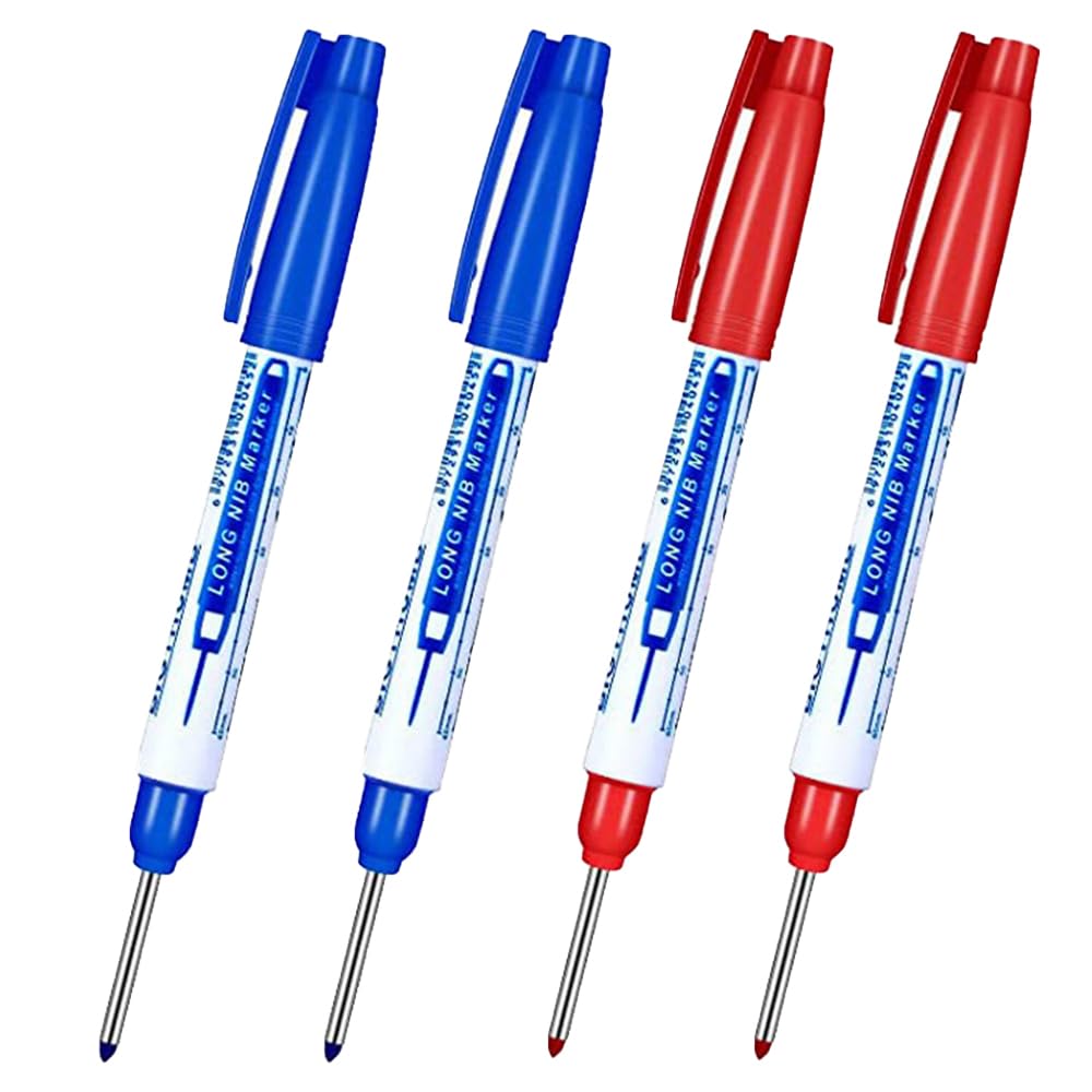 TopHomer 4 PCS Deep Hole Marker Pens, 30mm Fine Tip, Blue + Red