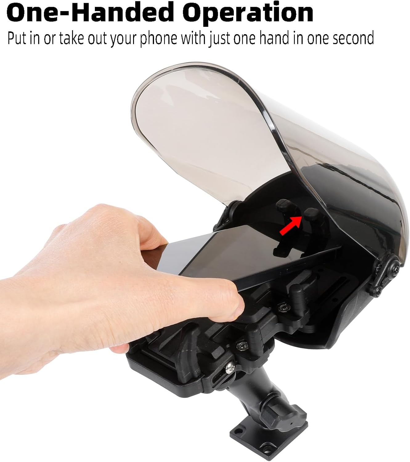 Universal Phone Mount Holder for Boat Motorcycle, with Vibration Dampener, Sun Shade, Aluminum Square Base & Medium Arm - Sunproof & Rainproof, Fits 4.7-7.2'' Smartphones