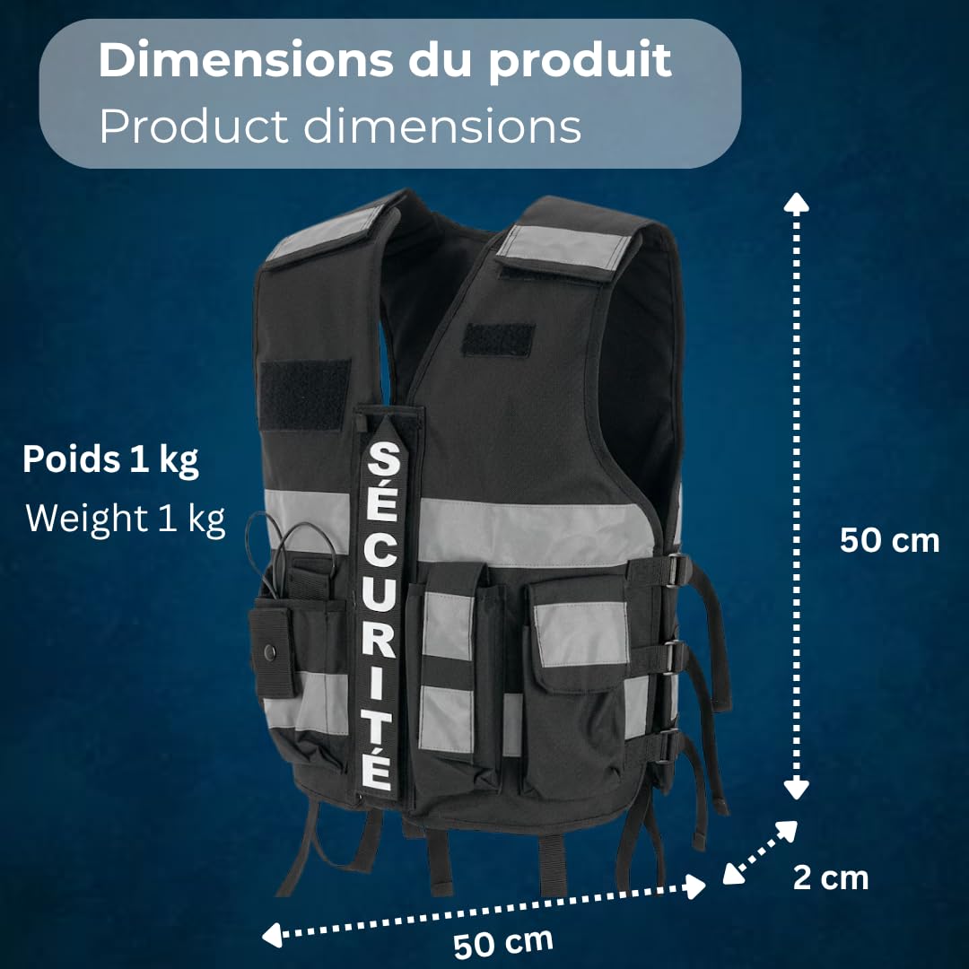 Gilet Haute Visibilité SÉCURITÉ PRIVÉE Noir - Identification Professionnelle - Confort Et Résistance - Idéal Comme Gilet Tactique Sécurité Privée, Police, Gendarmerie Ou Militaire Homme