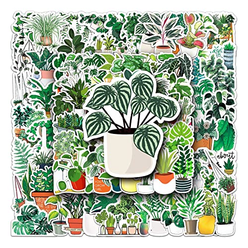 100Pcs Cute Lovely Green Plants Stickers Hydroflasks Water Bottles Laptop Phone Computer Vinyl Foliage Botanical Watercolor Flowers Cactus Succulent Green Potted Stickers Decals For Teens Girls Adults #TOP1