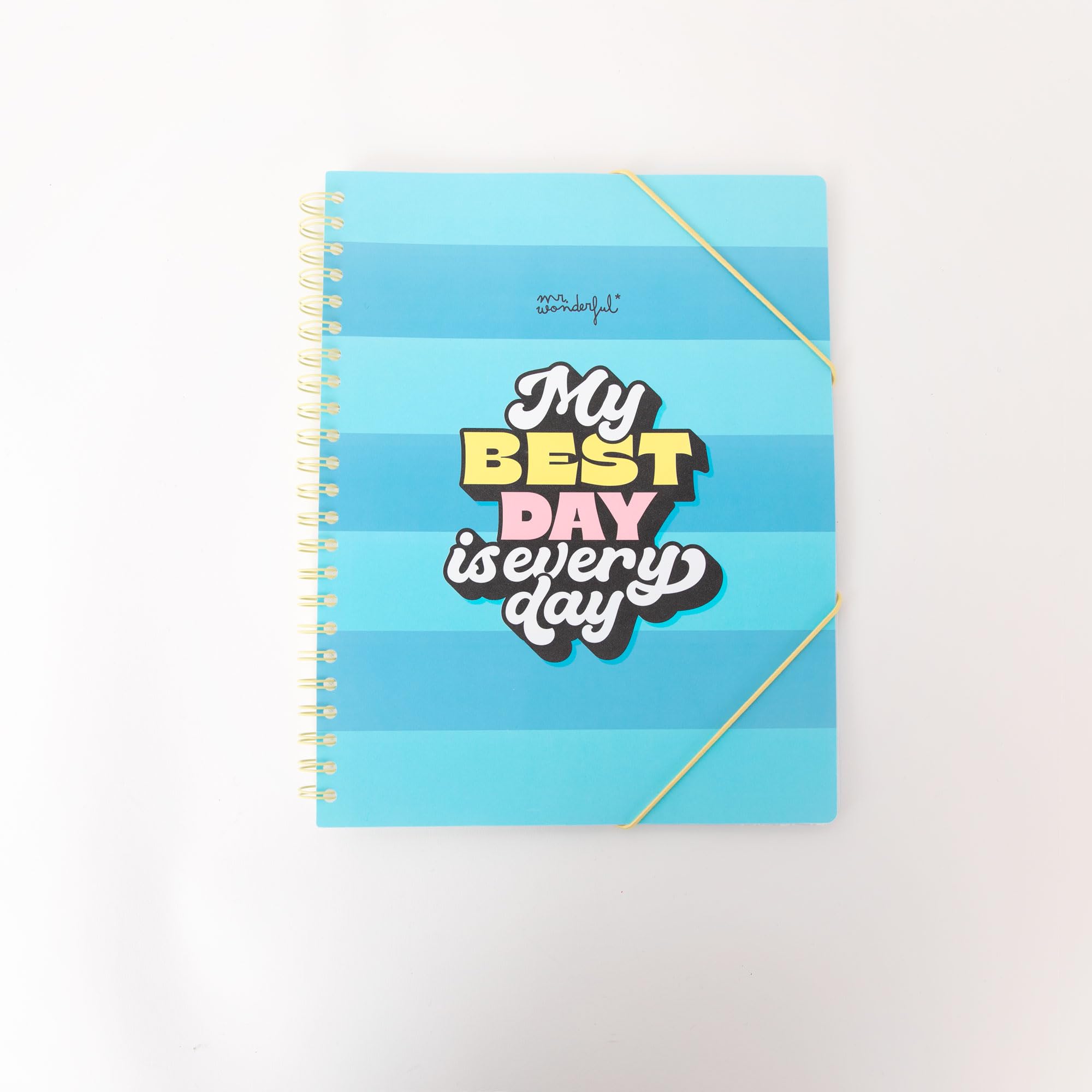 Mr. Wonderful - Folder with Elastic Bands - 30 Transparent Plastic Pockets - My Best Day is Every Day