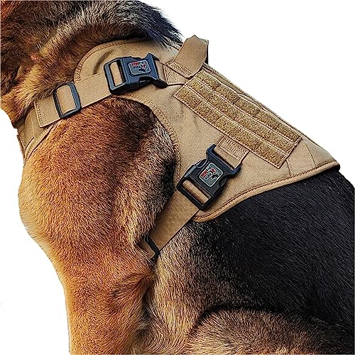 Militery Grade Tactical Dog Harness, Tactical Dogs Harness For Large Dogs, No Pull Adjustable Dog Harness With Handle, Chest Dog Vest Harness (Brown, Large) #TOP2