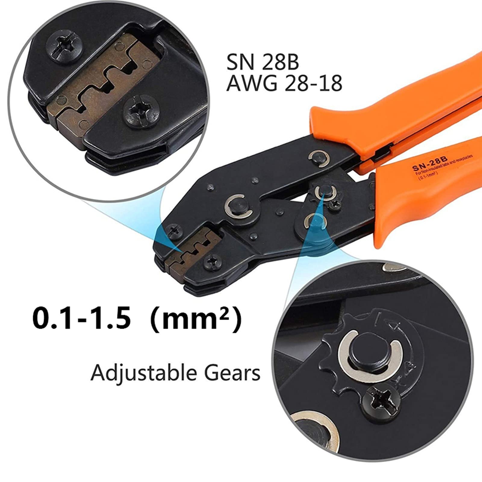 Conjunto De Alicates Engarzados SN-28B 1550 Kit De PCS For 2.54/2.8/3.0/3.96/4.8 Terminal De Resorte Terminal Terminal Herramientas Eléctricas 0.1-1.5 (MM2) para Bricolaje y reparación de cabl