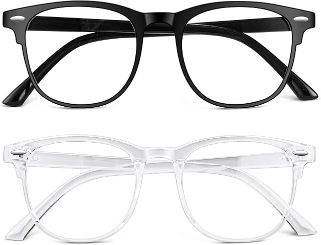URAQT Blue Light Blocking Glasses, 2 Pack Anti Blue Light Glasses HD Vision Computer Gaming Glasses, Anti Glare Glasses with Blue Light Filter, Light Weight Clear Lens Reading Glasses for Women Men