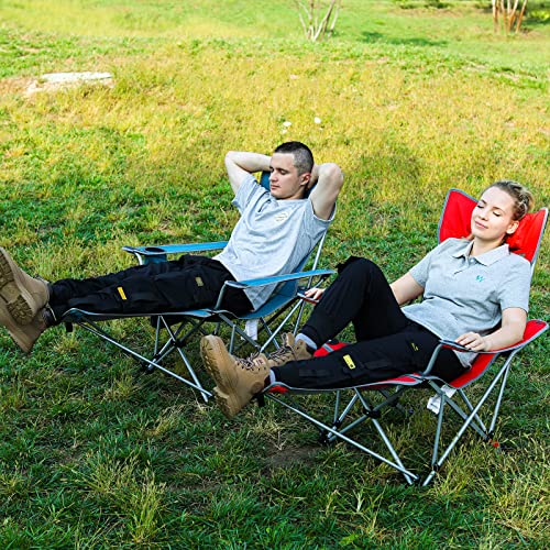 Fundango 2-Pack Reclining Camping Chair With Foot Rest, Portable Mesh Folding Lounge Chairs, Adjustable Chaise Lawn Chair With Headrest, Cup Holder, Storage Bag, For Outdoor Picnics Bbq #TOP1
