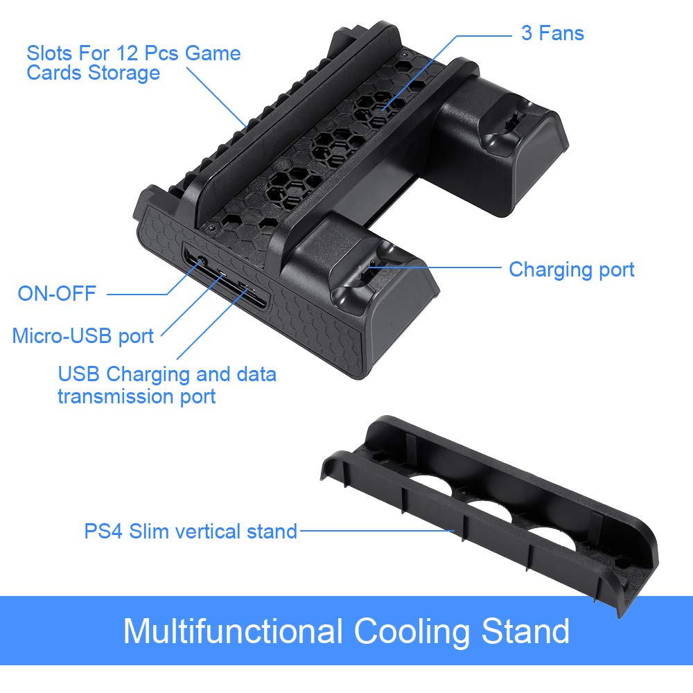 zacro ps4 vertical stand cooling fan dual charging station