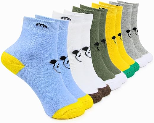 Neska Moda Boys &amp; Girls Pack Of 5 Pair Terry Cotton Socks (Grey,Yellow,White,Green)-SK1205