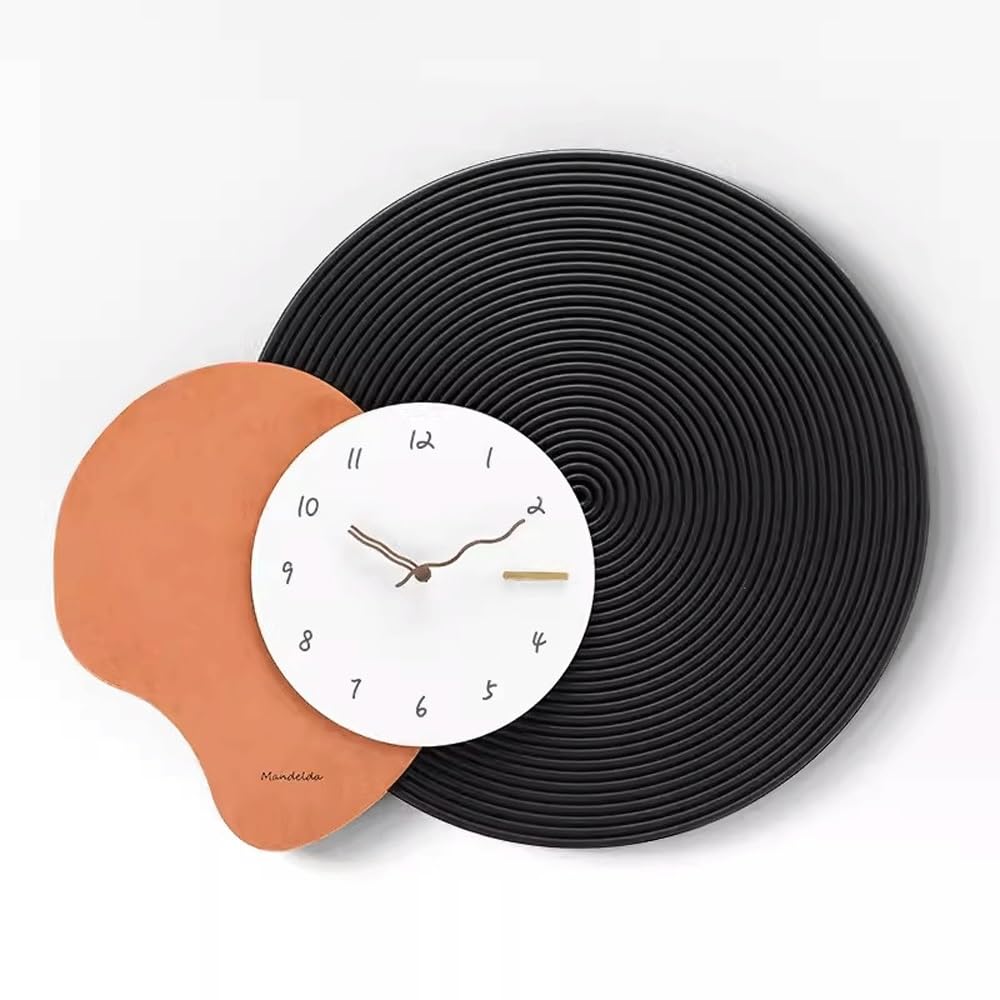 J9V4G6S3B5 Analogue Wall Clock Light Luxury Clock, Wall, Living Room Home, Simple and Fashionable Decoration for Room Decoration(Black)