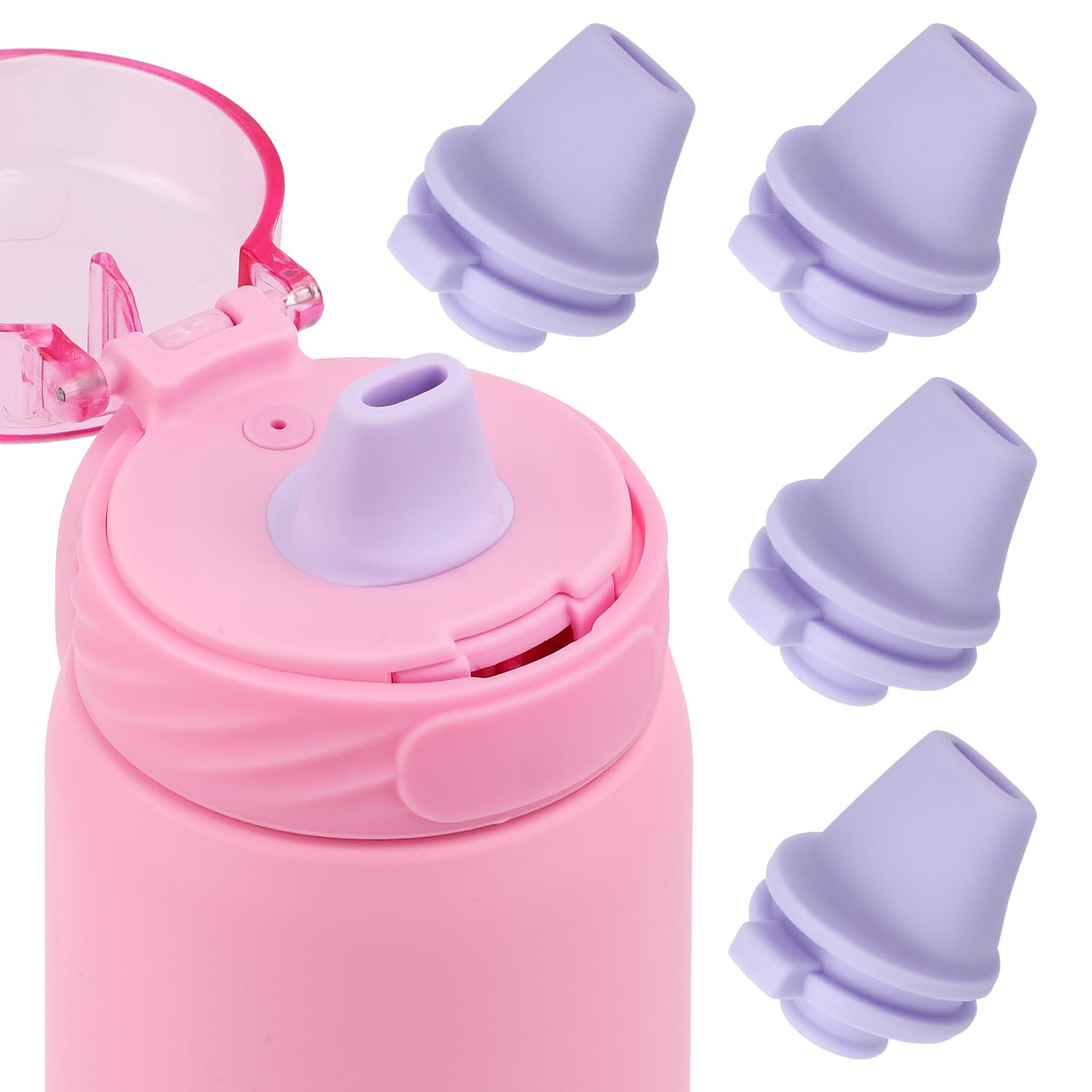 4pcs Bite Valve Replacement for Ello Cooper 22/32oz Stainless Steel Water Bottle, Water Bottle Mouthpiece BPA Free Silicone Cap Lid Spout for Ello