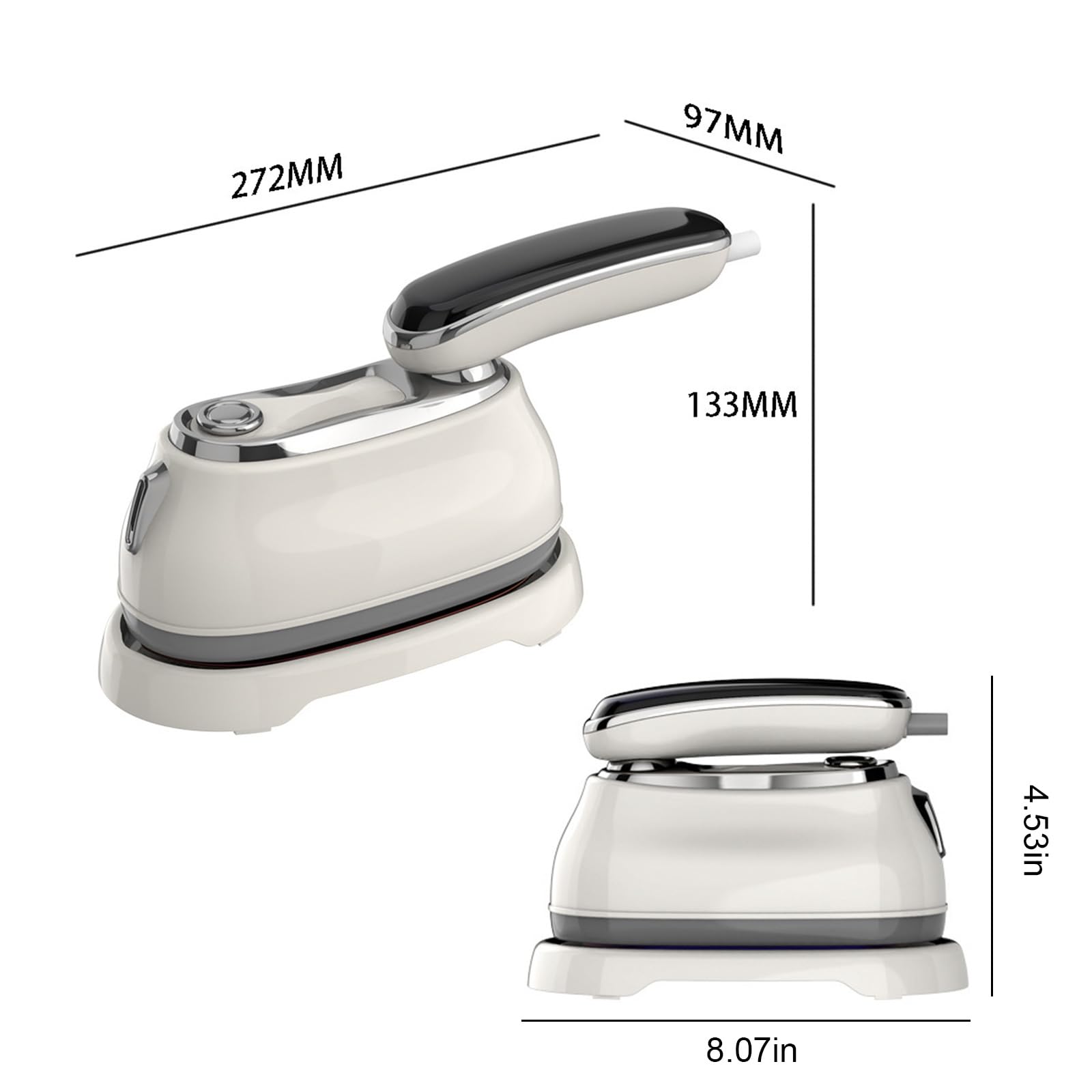 AI Control Handdampfglätter mit digitalem LCD-Bildschirm, flache Reisebügelmaschine, 1200 W Leistung, Handdampfglätter für Kleidung, Vorhänge, Laken (EU)