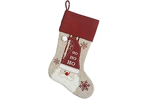 Comfy Hour Joyful Holiday Collection 18"x11" Santa Claus Snowflakes Stocking for Christmas Decoration, Polyester