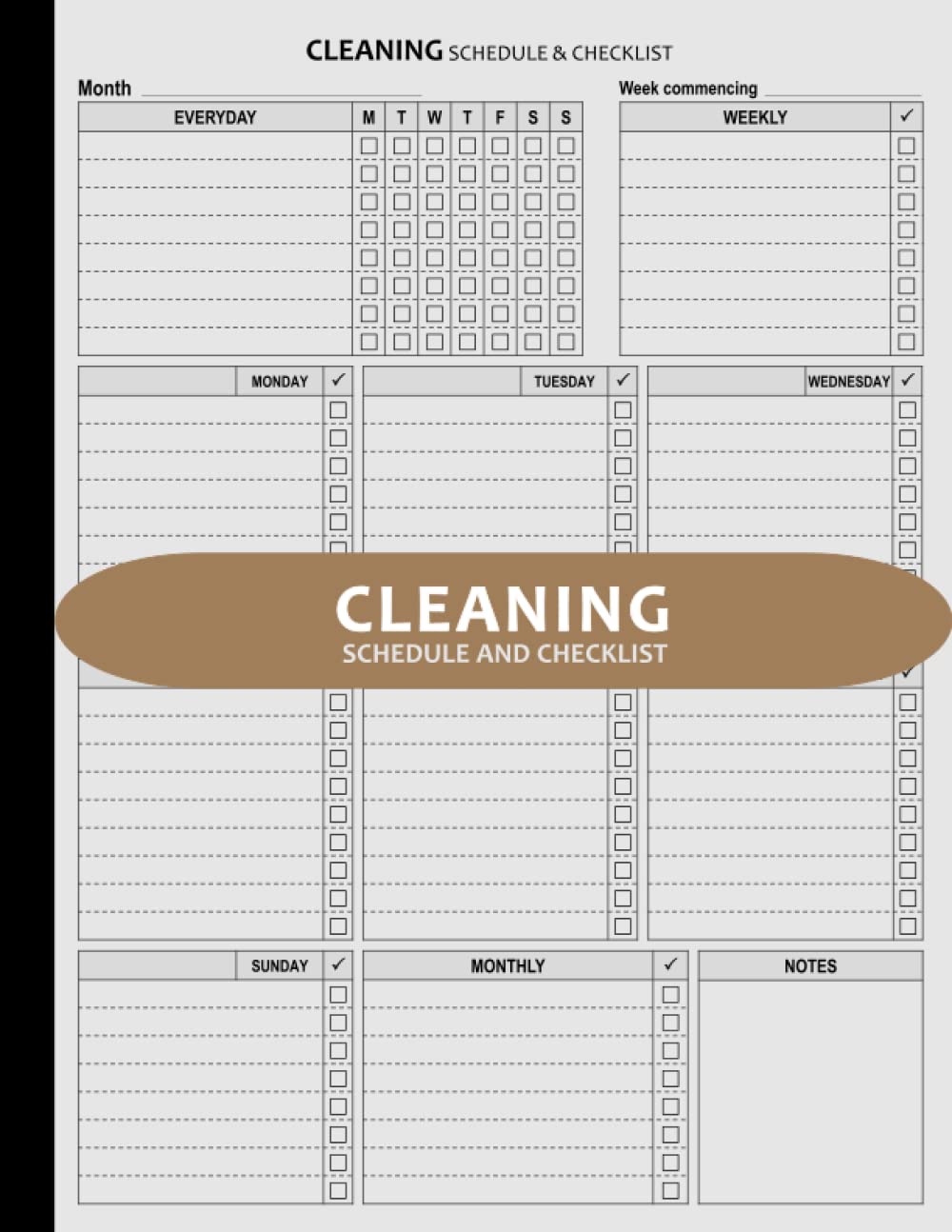 Cleaning Schedule and Checklist (Customizable): Blank Daily Weekly and Monthly House Cleaning Schedule Planner and Organizer | Suitable for Household ... Care Home, Catering Business, Cafe, etc.