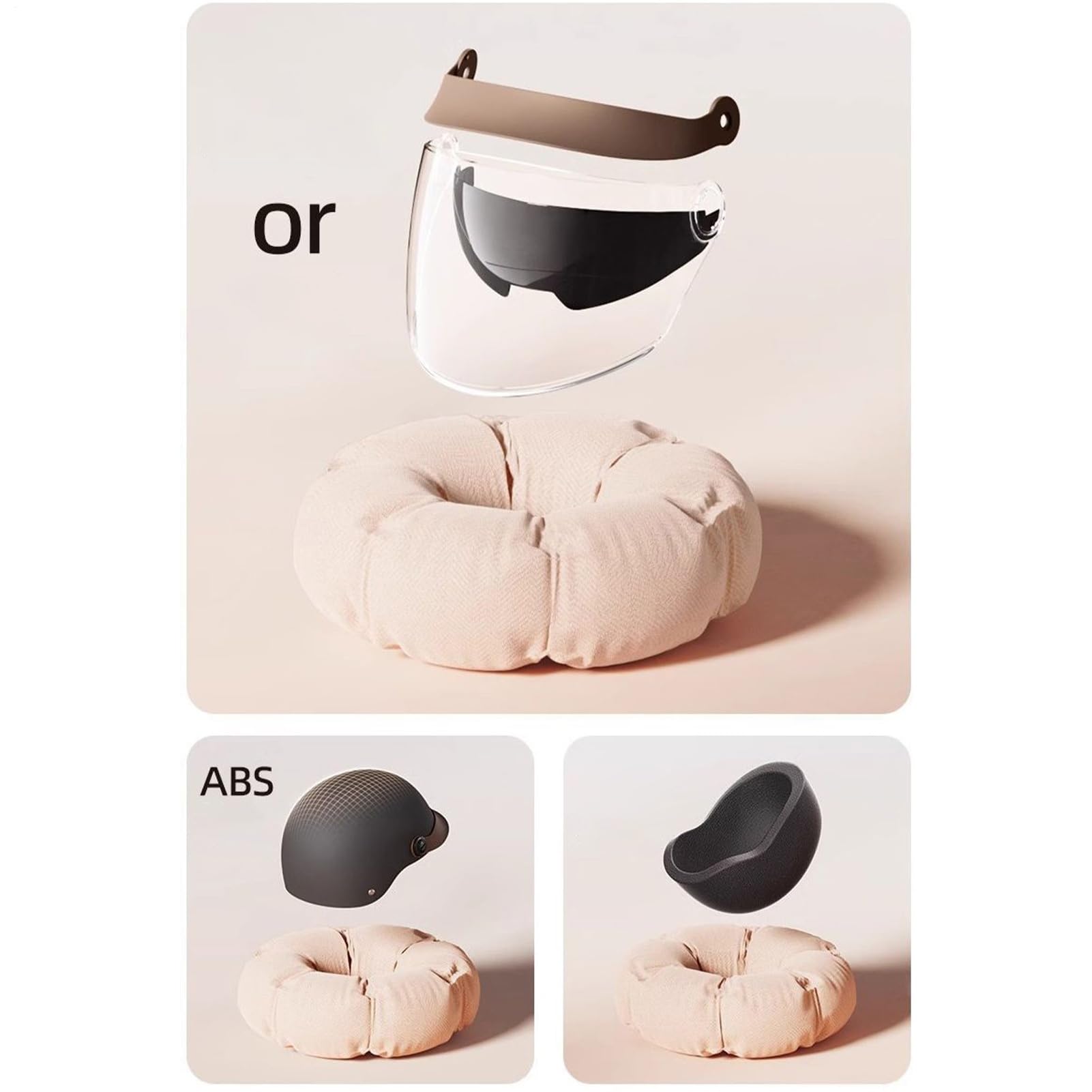 Casco per scooter, 54 – 62 cm, casco jet ABS, visiera per scooter, casco da skater, ventilazione, facile da skateboard, per bicicletta, skateboard, scooter, bambini, adulti
