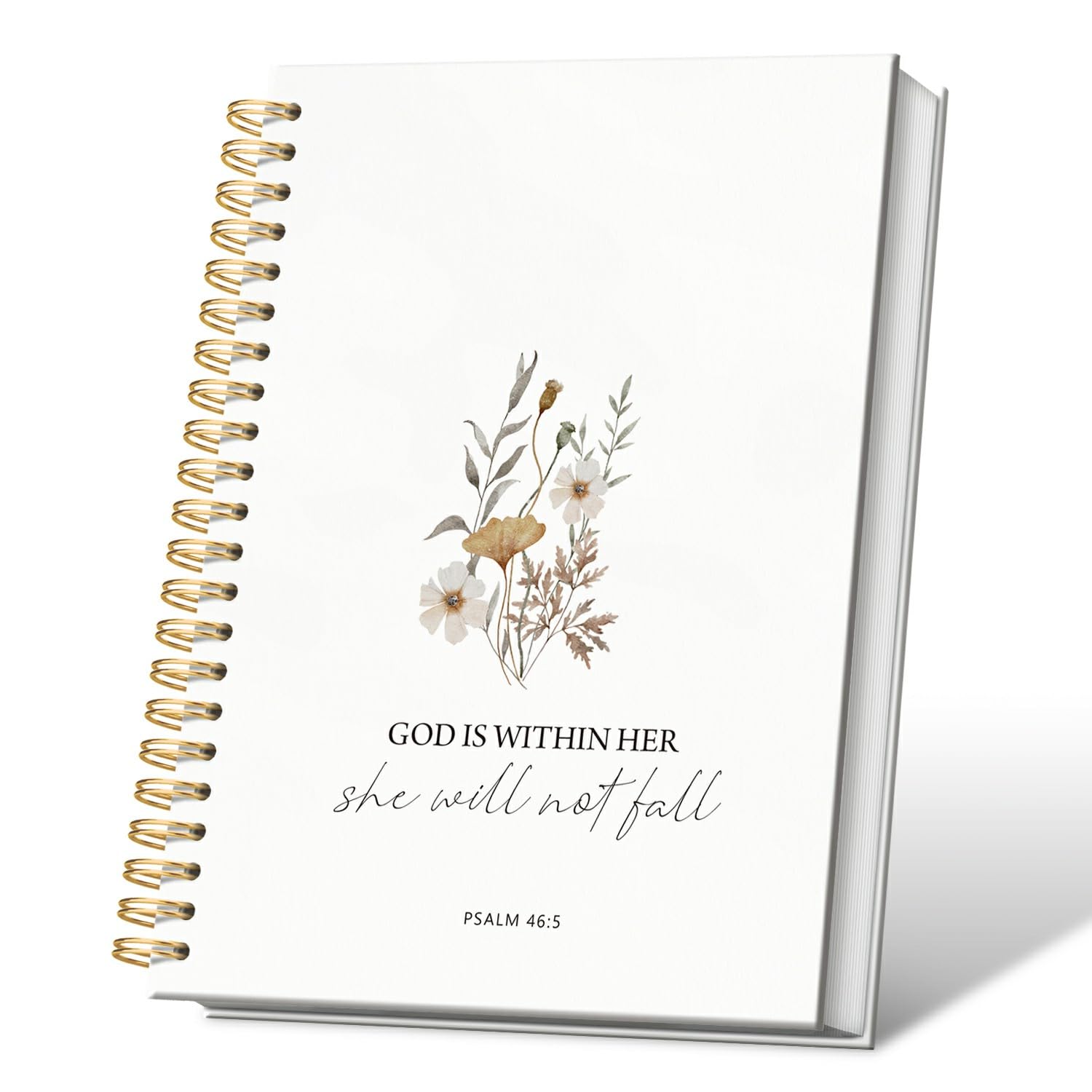 VONTP Christian Bible Journal for Women Notebook,God is Within Her She Will Not Fall Spiral Notebook Hardcover,College Ruled Notebook Journal for