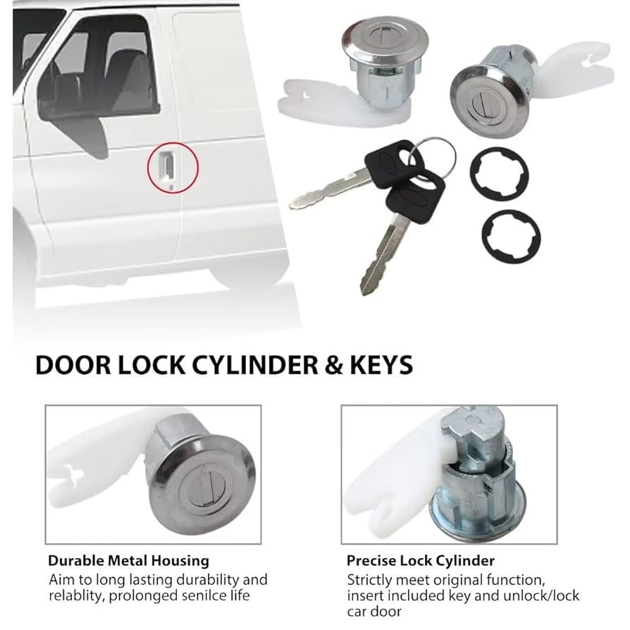 2 Sets Door Lock Cylinder with Keys Fit for Ford F350 Super