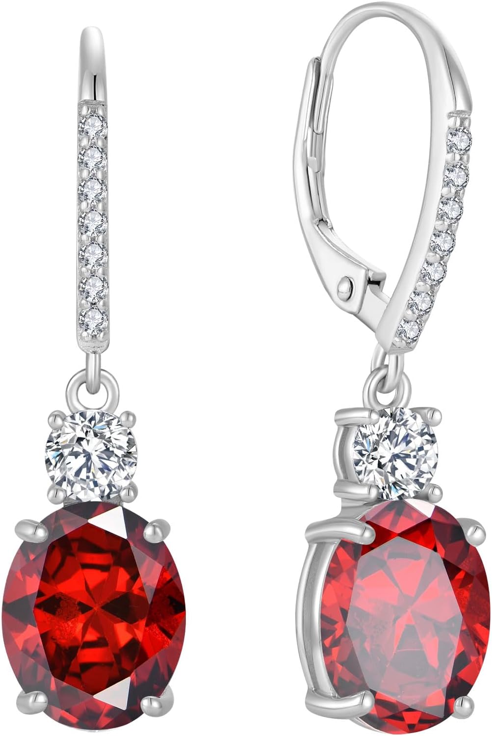 FJ Dangle Drop Earrings 925 Sterling Silver Solitaire Leverback Earrings Birthstone Jewelry for Women