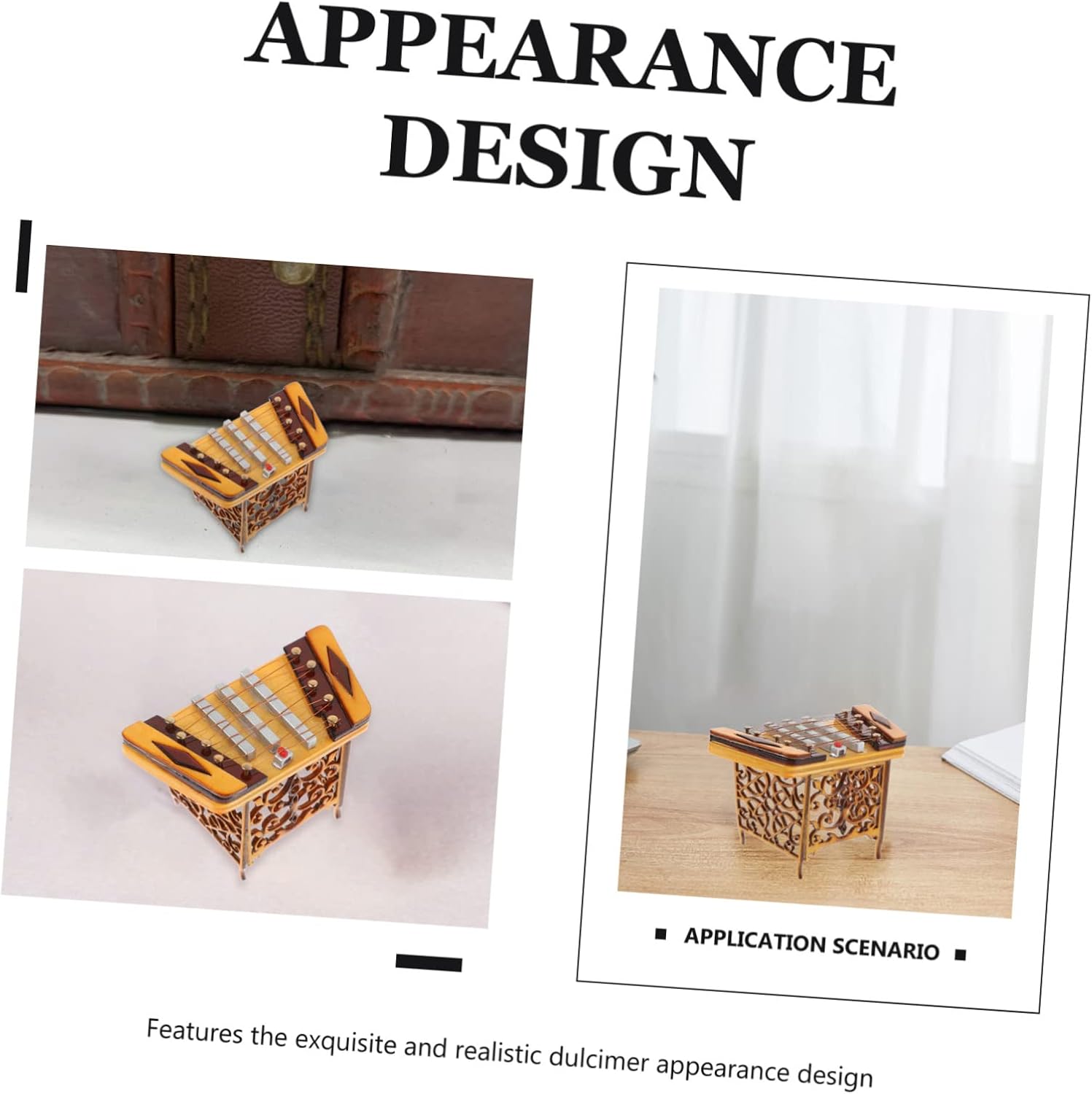 Miniature Yangqin Model Realistic Dulcimer Decor Small Instrument Model for Home Decoration Musical Craft for Collectors and Music Lovers