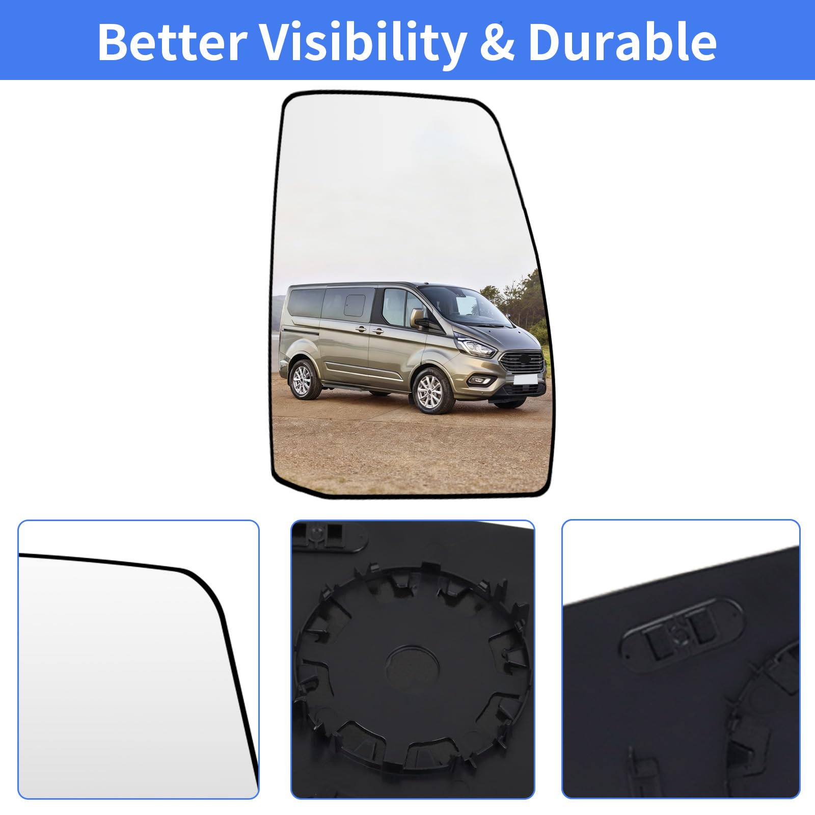 Mingke Cristal Espejo Retrovisor Derecho para Ford Transit Tourneo Custom 2012-2022 Retrovisor Exterior Ajustable