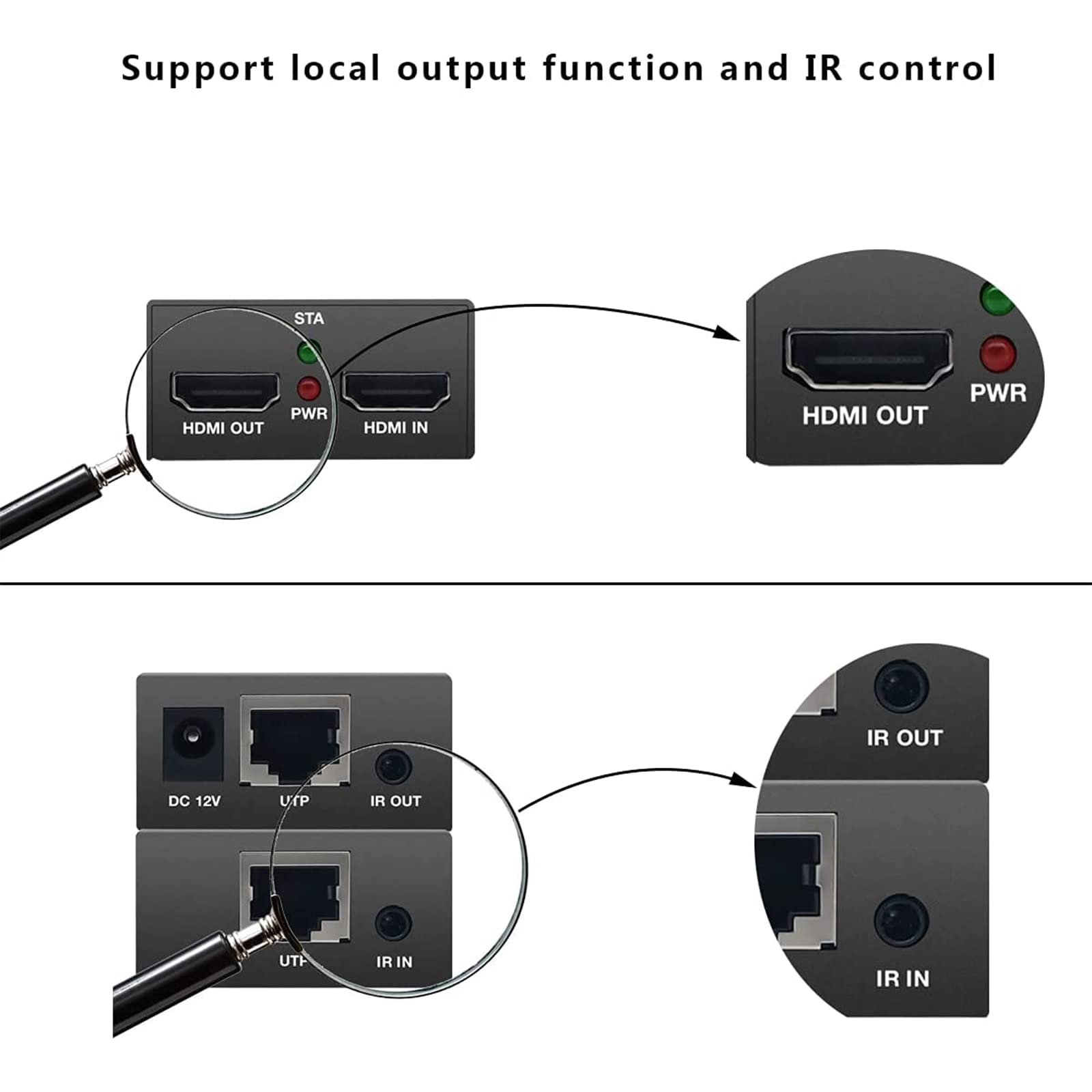 PWAY PW-HT225PIR Extender HDMI 195ft / 60m Trasmissione su Single Cat5e / 6/7 Full HD 1080P Supporto Controllo IR Loop out Funzione EDID 3D